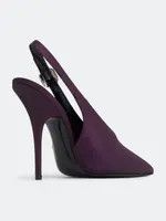 Saint Laurent Paris oc11z1125 Yasmeen Slingback Pumps Shantung Dark Purple Size US 6 / IT 36 - 3 Thumbnail