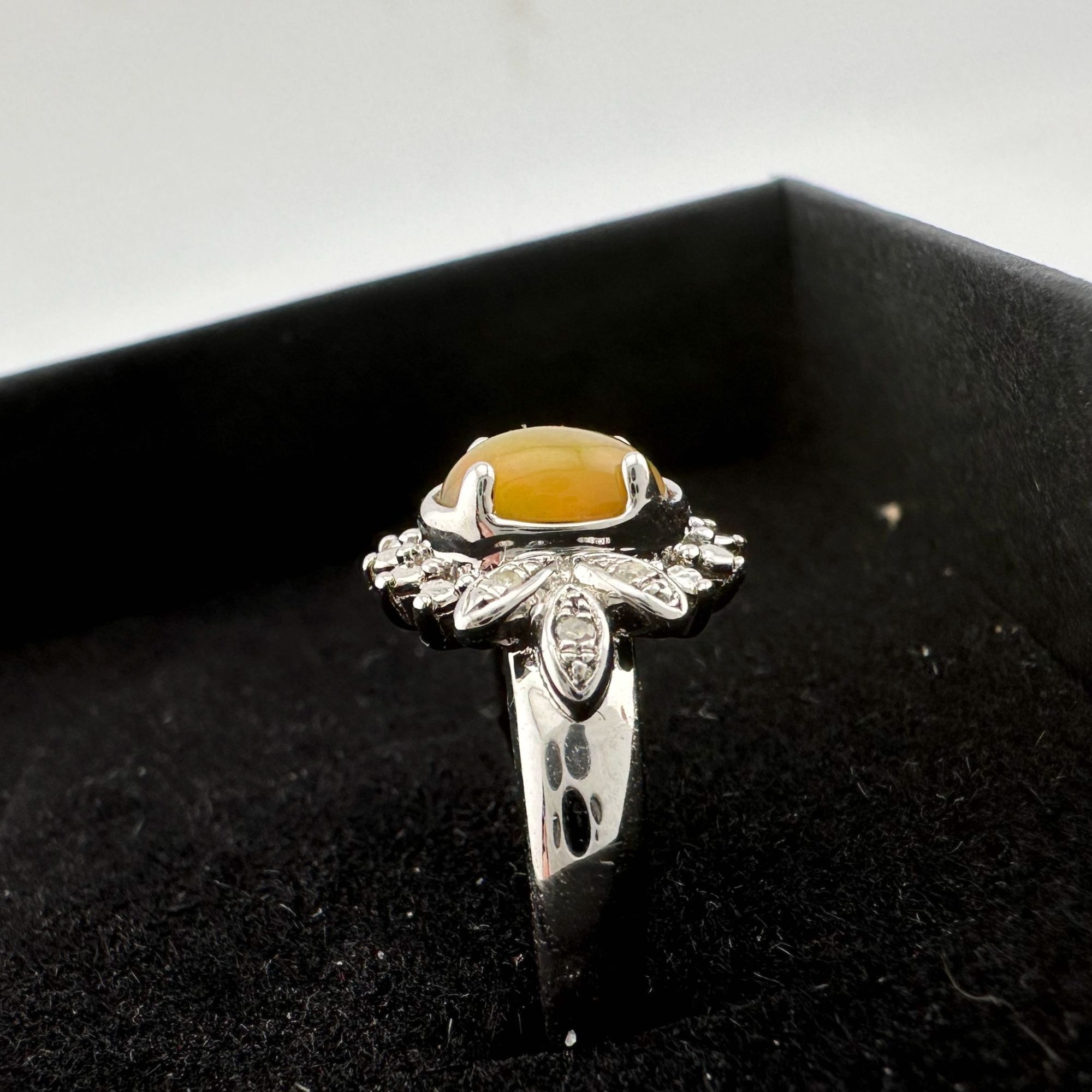Other Natural Cabochon Australian Opal Ring with Small Diamond Si Size ONE SIZE - 17 Thumbnail