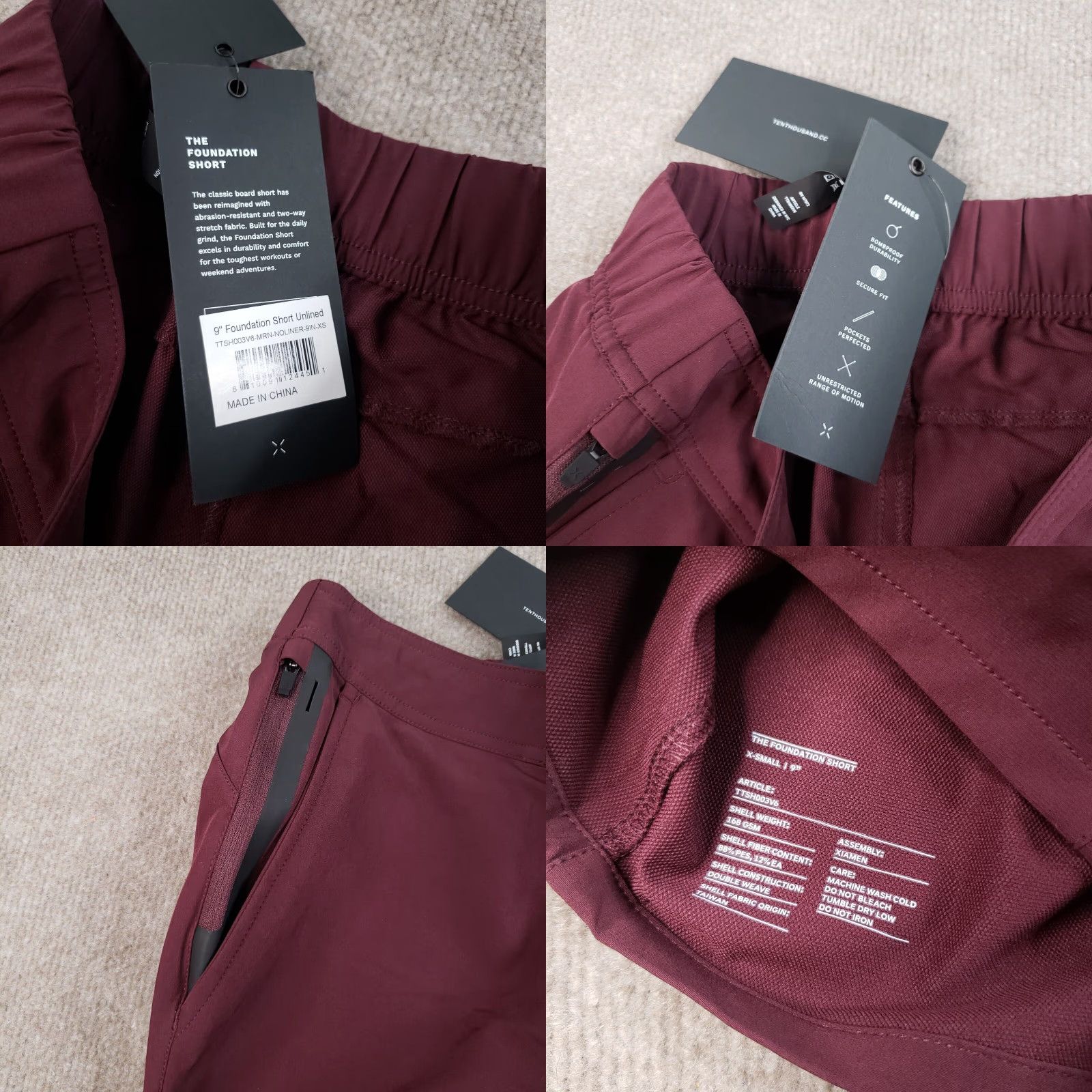 Ten Thousand Ten Thousand Foundation Shorts Mens XS Red 9 in Inseam Gym Running Stretch Pockets Athletic Lightweight Breathable Drawstring Size US 27 - 8 Thumbnail