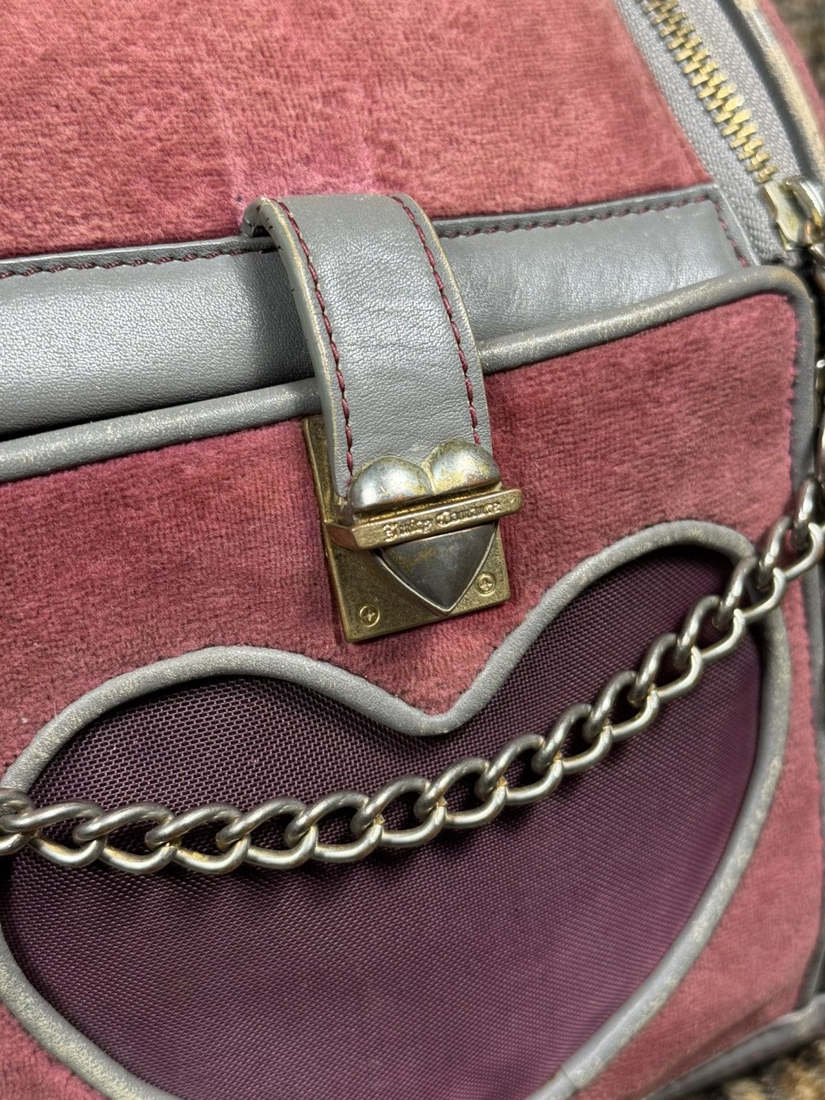 Juicy Couture Jeans VTG JUICY COUTURE RARE Y2K Pink Velvet Pet Carrier Handbag Size ONE SIZE - 19 Thumbnail