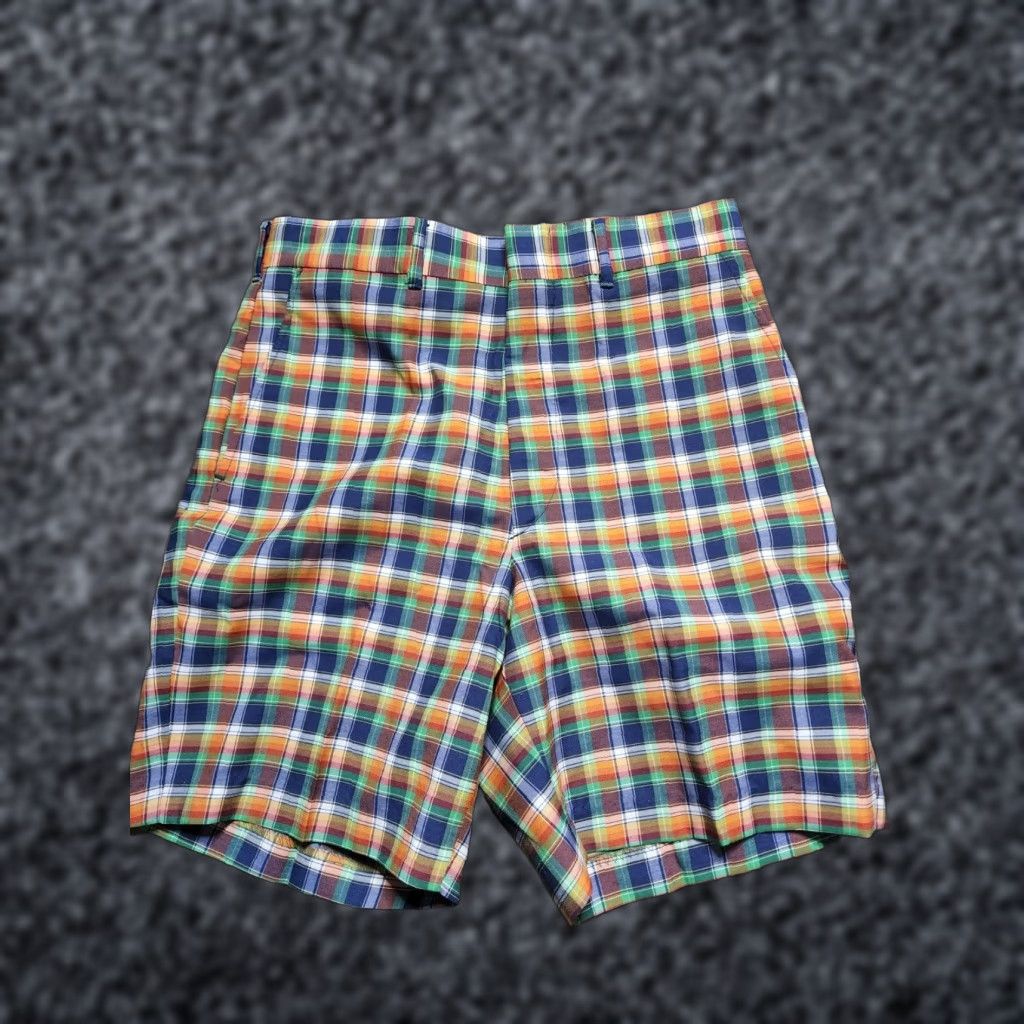 Vintage VINTAGE 1960s Tailfeathers by Spencer Men's 28 NOS Plaid Golf Chino Shorts Size US 28 / EU 44 - 1 Thumbnail