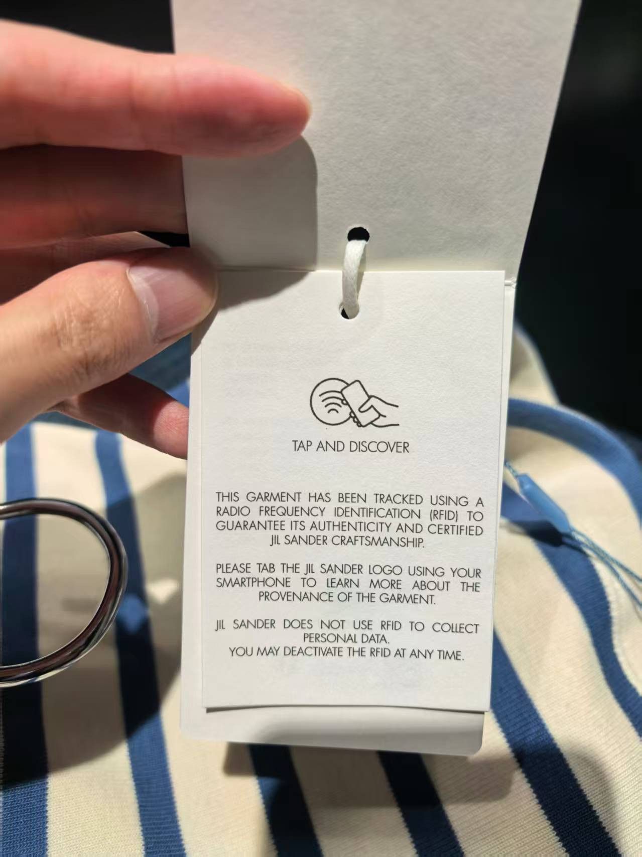 Jil Sander NWT Stripe T-Shirts - White/Blue, S,Jil Sander Size US S / EU 44-46 / 1 - 7 Thumbnail