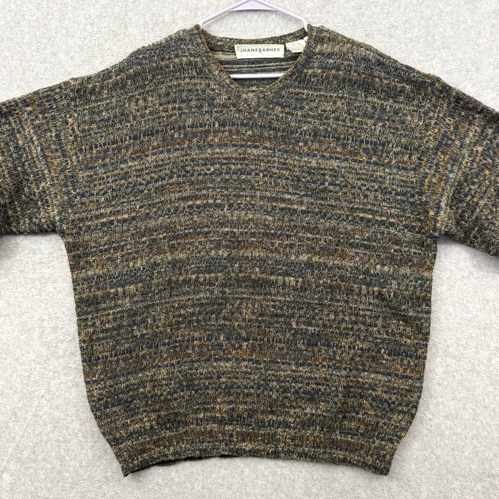 Vintage VINTAGE Jhane Barnes Sweater Men L Brown Textured Wool Rayon V Neck Grandpa Core Japan Size US L / EU 52-54 / 3 - 7 Thumbnail