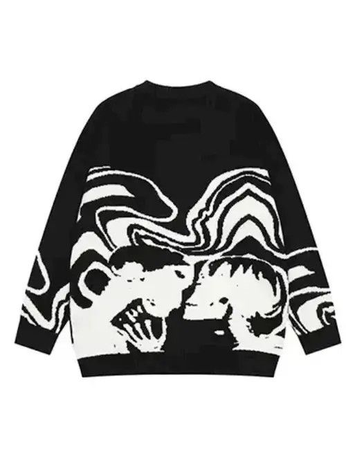 Other Painting Skull Graphic Knitted Black Sweater Size US L / EU 52-54 / 3 - 1 Thumbnail