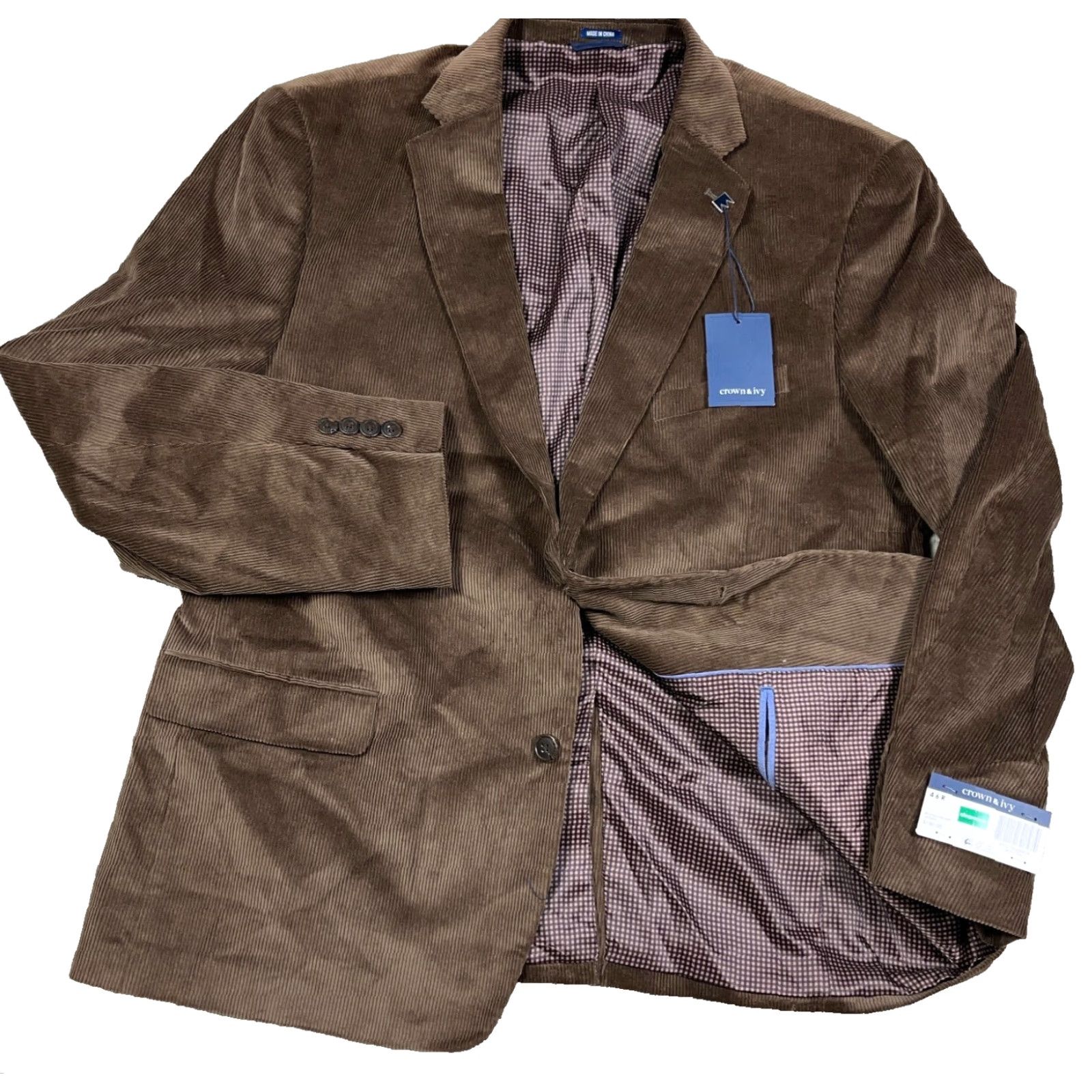 Brooks Brothers Brooks Brothers Crown & Ivy Sport Coat Blazer Men 46 R Brown Corduroy Jacket Blazer NEW Size 46R - 2 Thumbnail