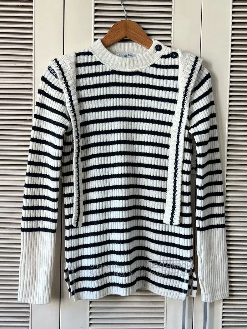 Dior Dior Black and white striped navy collar sweater Size XXS / US 00 / IT 34 - 2 Thumbnail