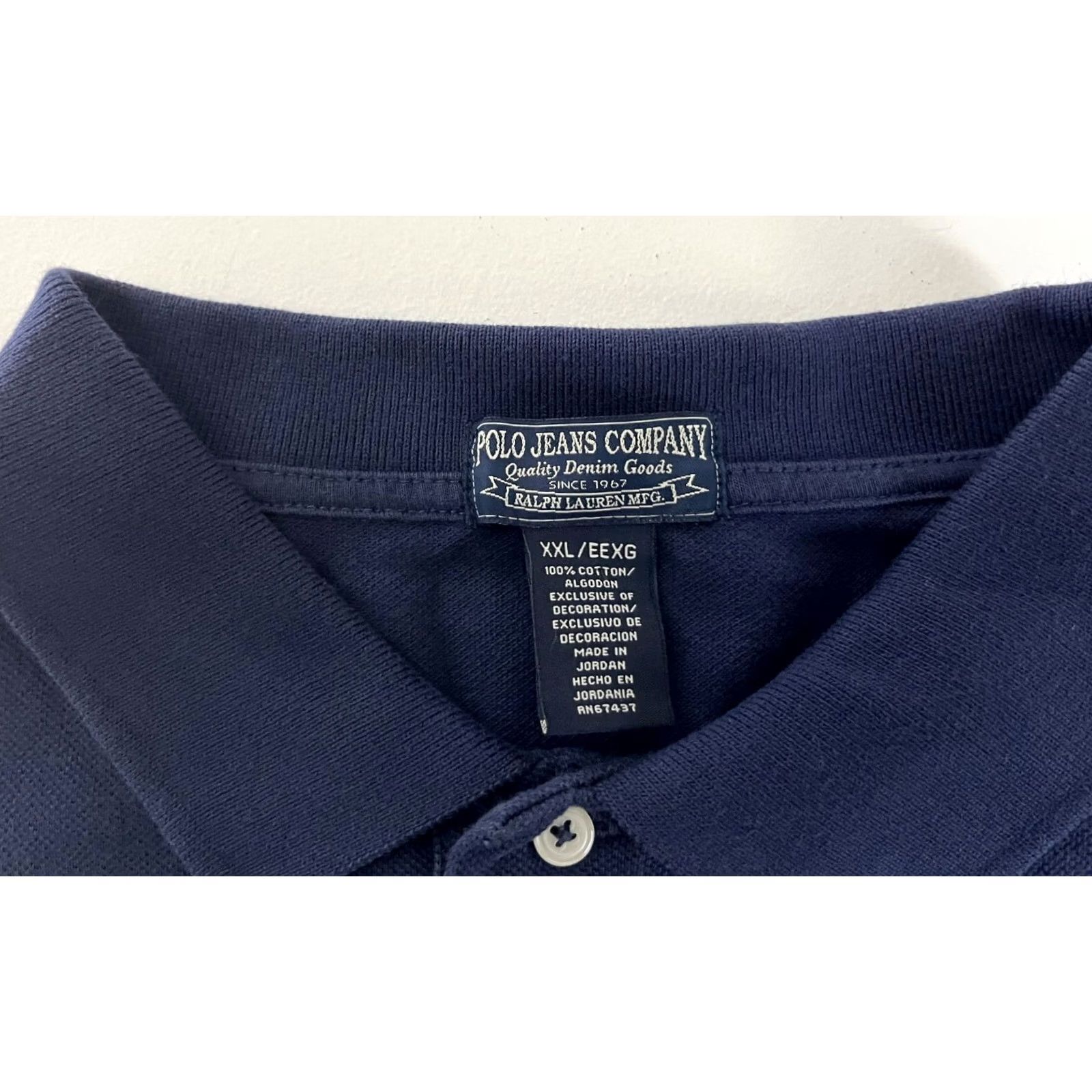 Ralph Lauren VINTAGE Polo Jeans Company Ralph Lauren Polo Shirt Mens XXL Navy 100% Cotton Short Sleeve Collared Logo 90s Retro Classic Shirt Size US XXL / EU 58 / 5 - 5 Thumbnail