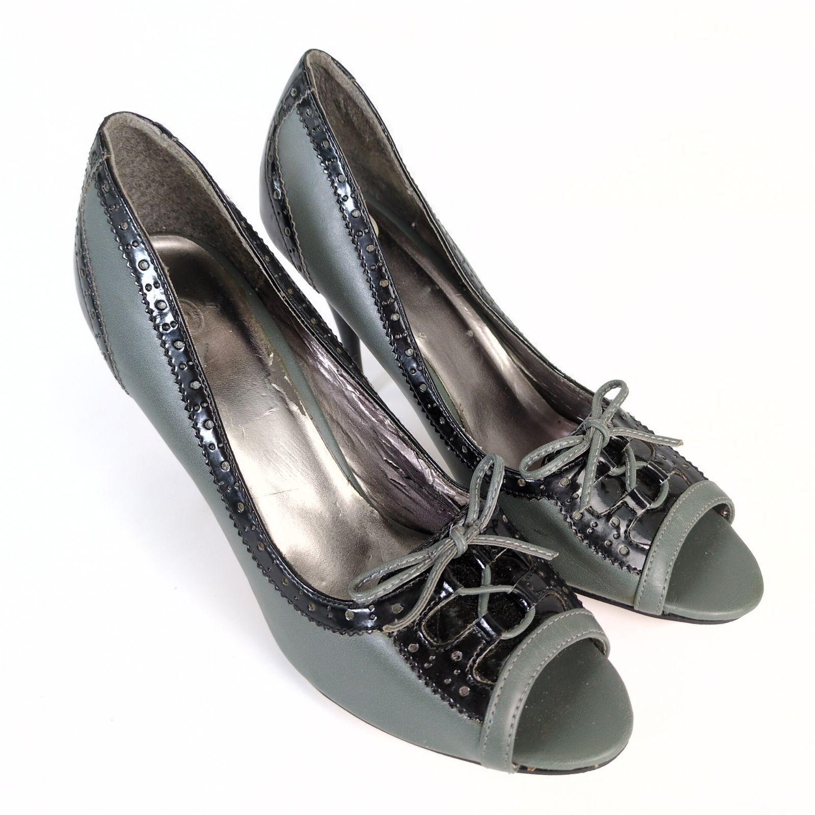 Other Joey Women's 9.5 Peep Toe 4" High Heels Bow Patent Brogue Size US 9.5 / IT 39.5 - 1 Thumbnail