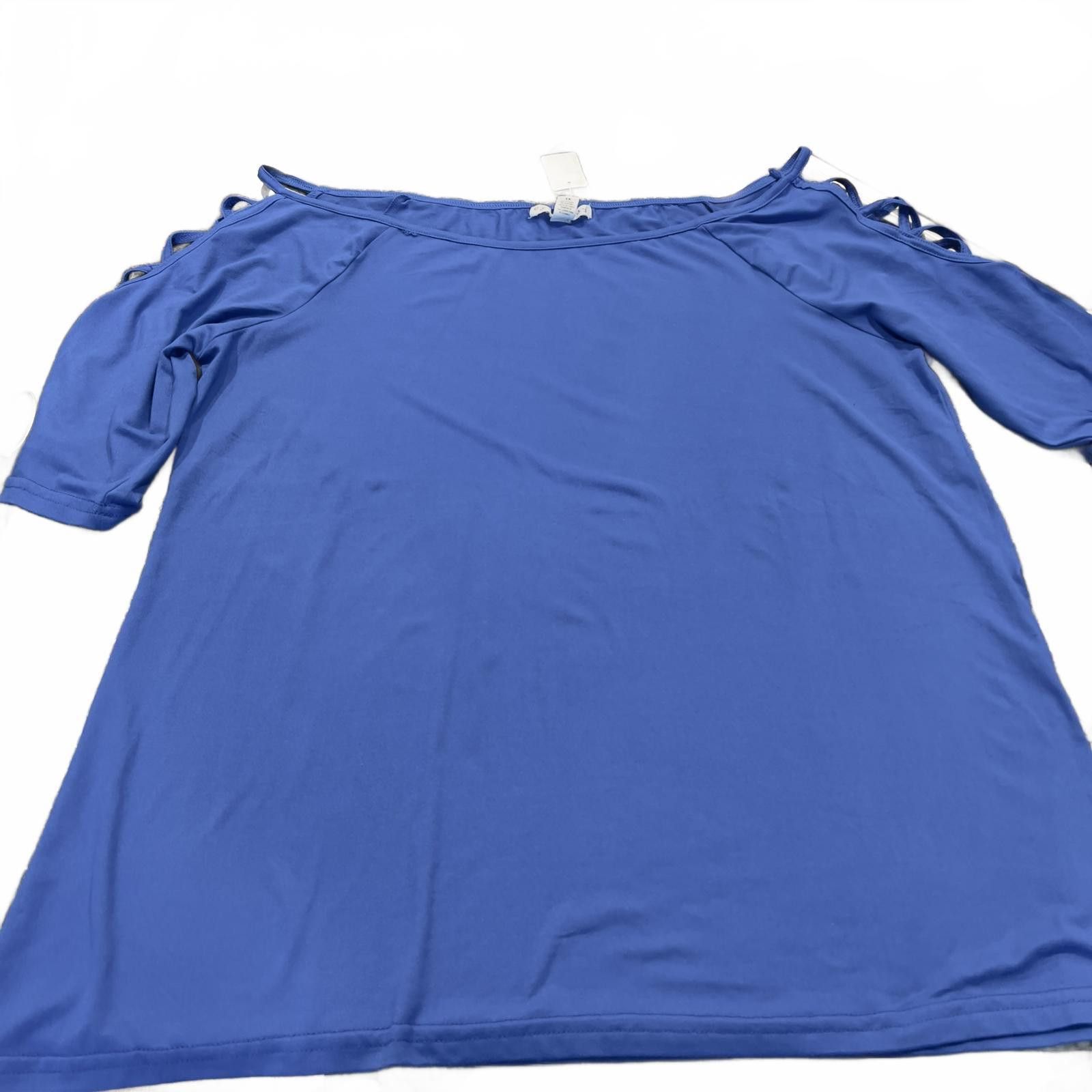 Other Eye Candy Women's Blue Cold Shoulder Top, Size 3X Size 3XL / US 20-22 - 2 Thumbnail