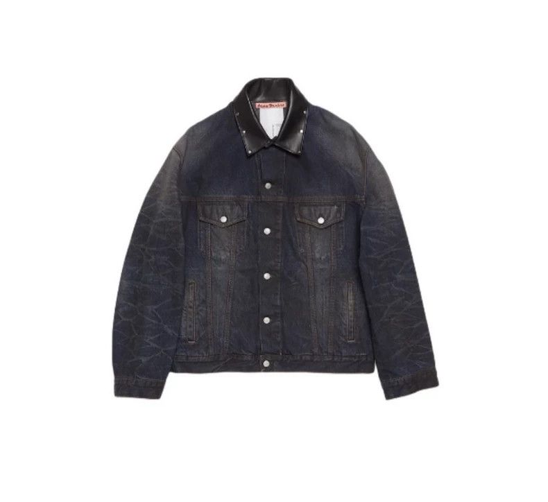 Acne Studios acne studios Leather collar ripple denim jacket 2503-Nextar Size US M / EU 48-50 / 2 - 1 Thumbnail