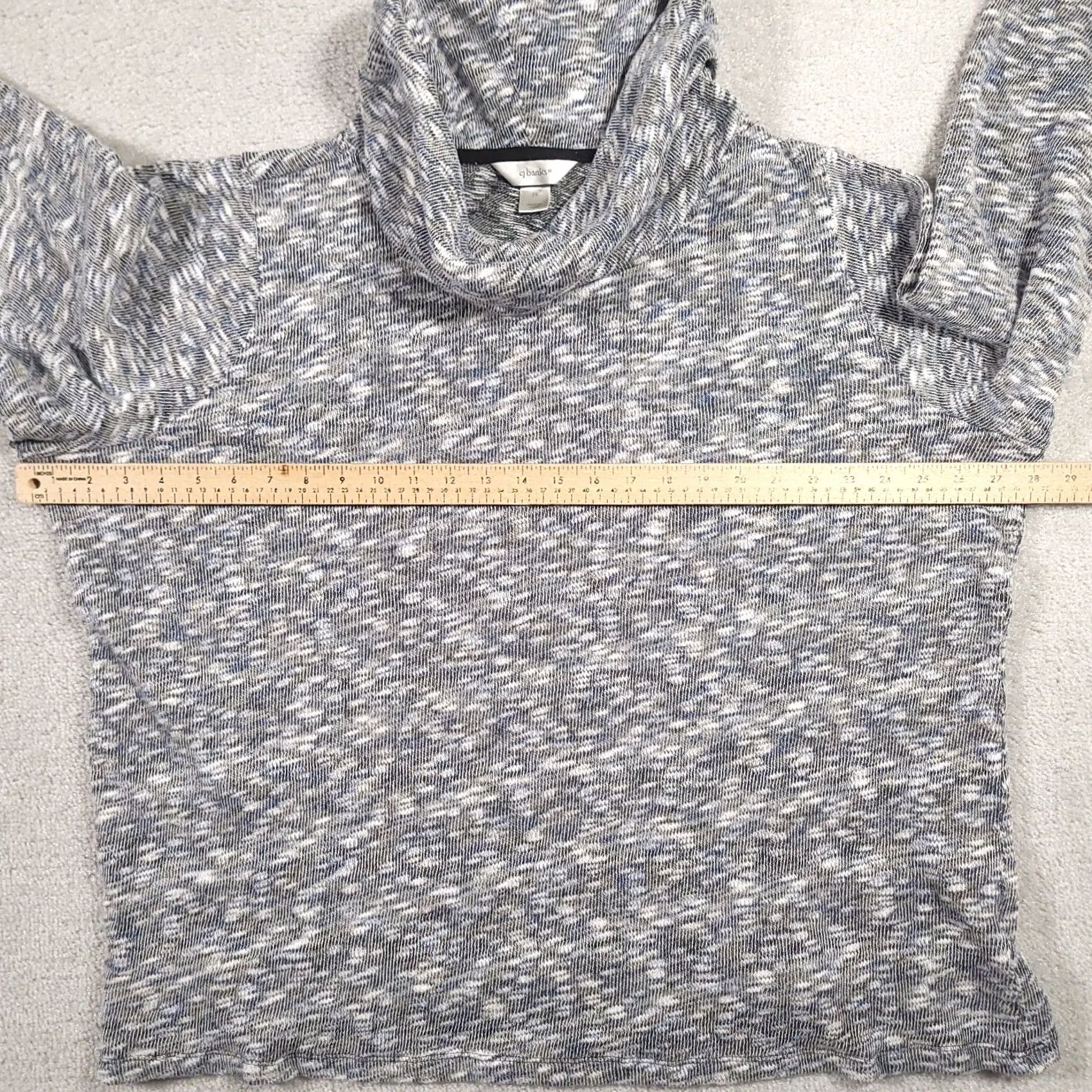 Vintage CJ Banks Sweater Size 2X Blue Black White Cowl Neck Size XXL / US 16-18 / IT 52-54 - 3 Thumbnail