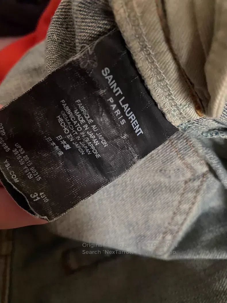 Saint Laurent Paris Saint Laurent Paris Blue Double Knee Torn Big Destroyed De Size US 31 - 4 Thumbnail