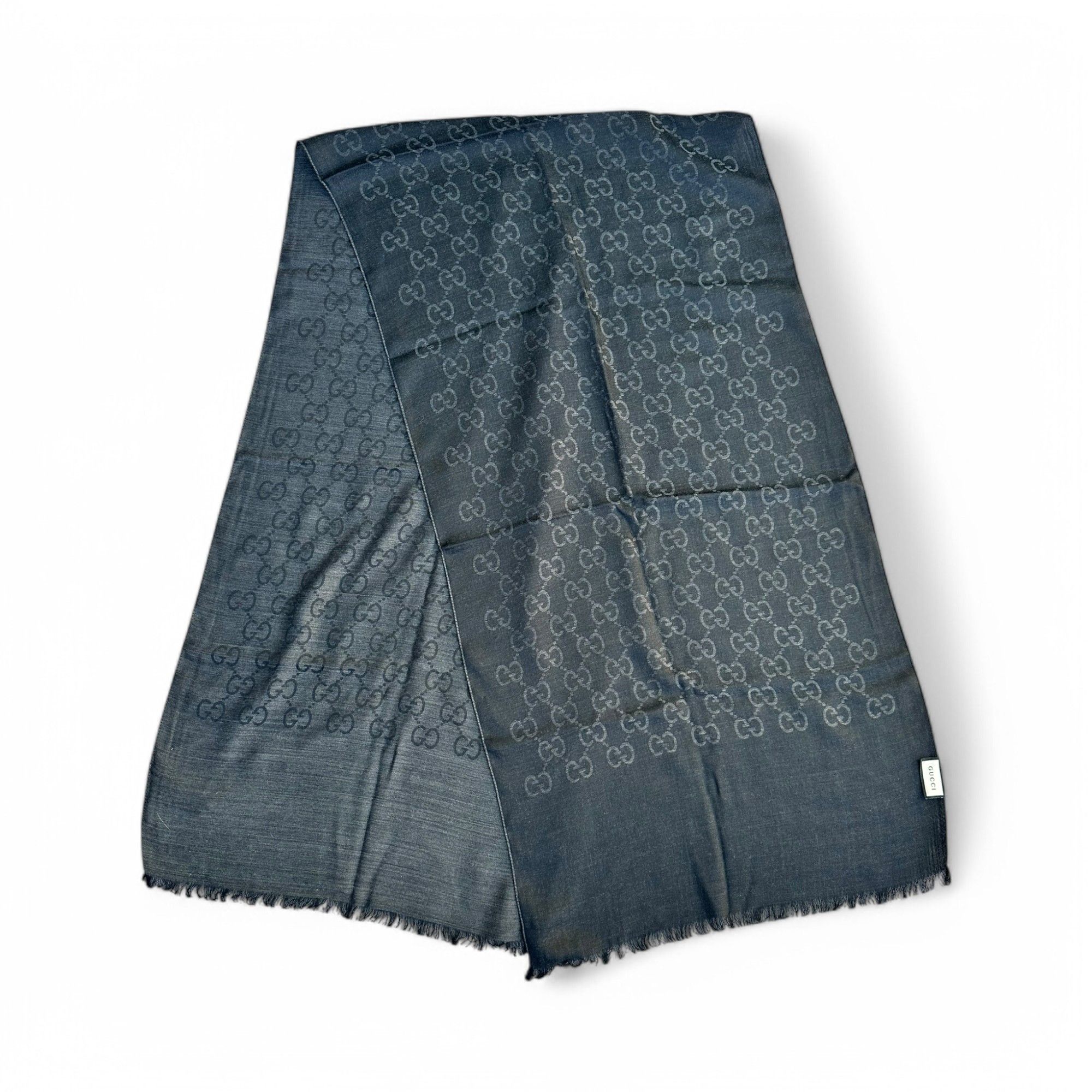 Gucci Gucci Shawl GG Monogram Wool and Silk Gray Logo Size ONE SIZE - 1 Thumbnail