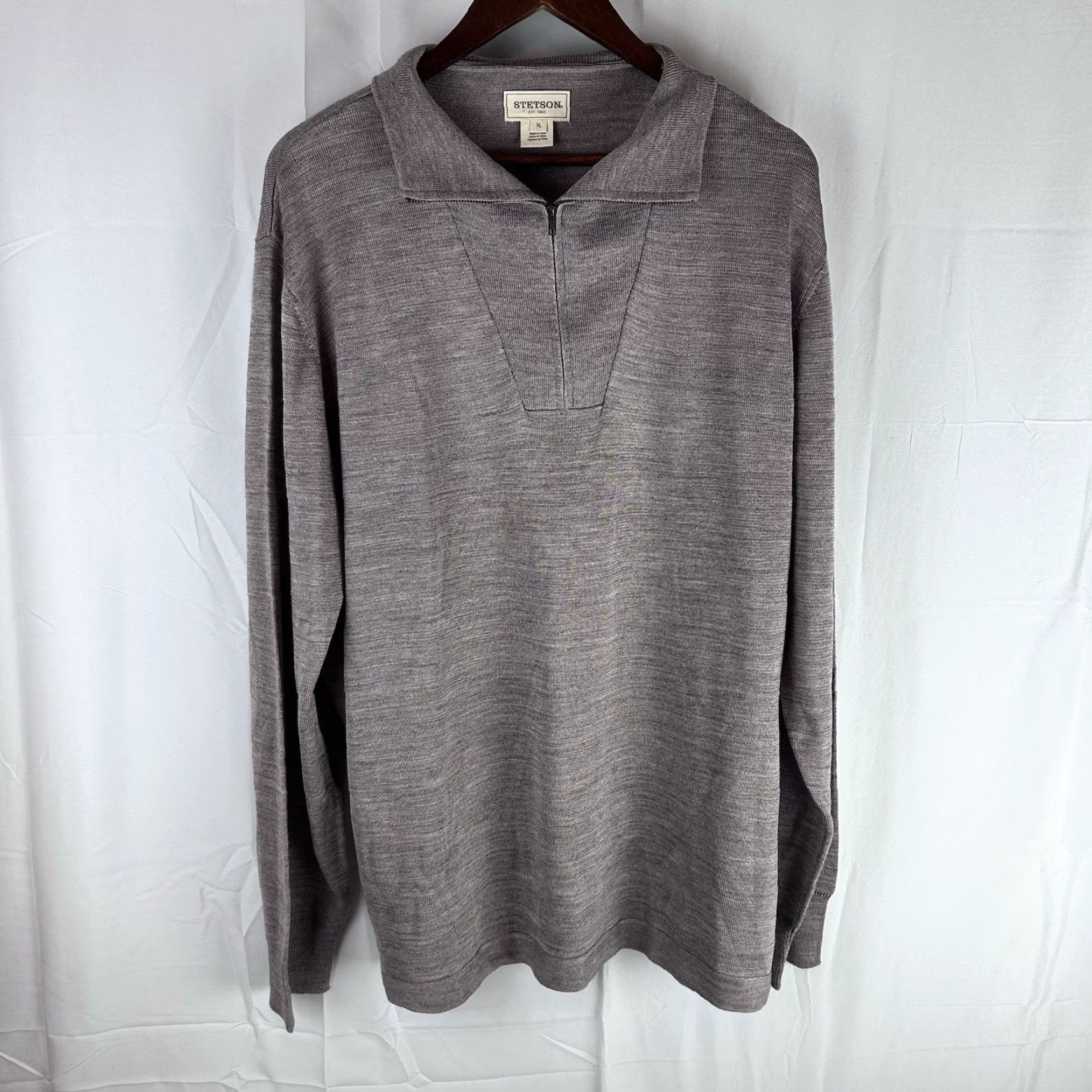 Stetson Stetson Western 1/4 Zip Sweater Mens XL Acrylic Merino Wool Brown Elbow Patch Size US XL / EU 56 / 4 - 2 Thumbnail