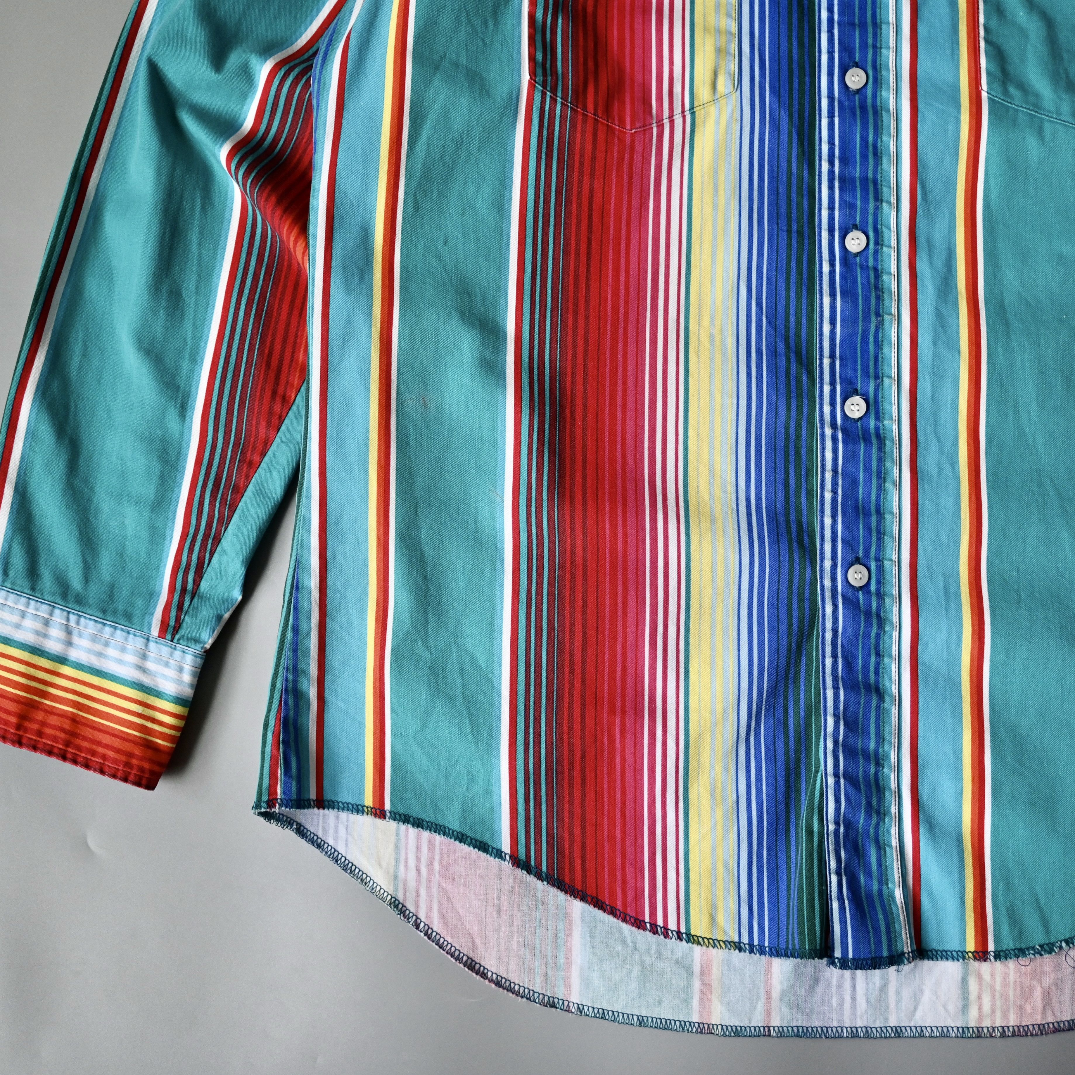Vintage VTG Wrangler teal base sunlight stripe cotton western shirt Size US L / EU 52-54 / 3 - 2 Thumbnail