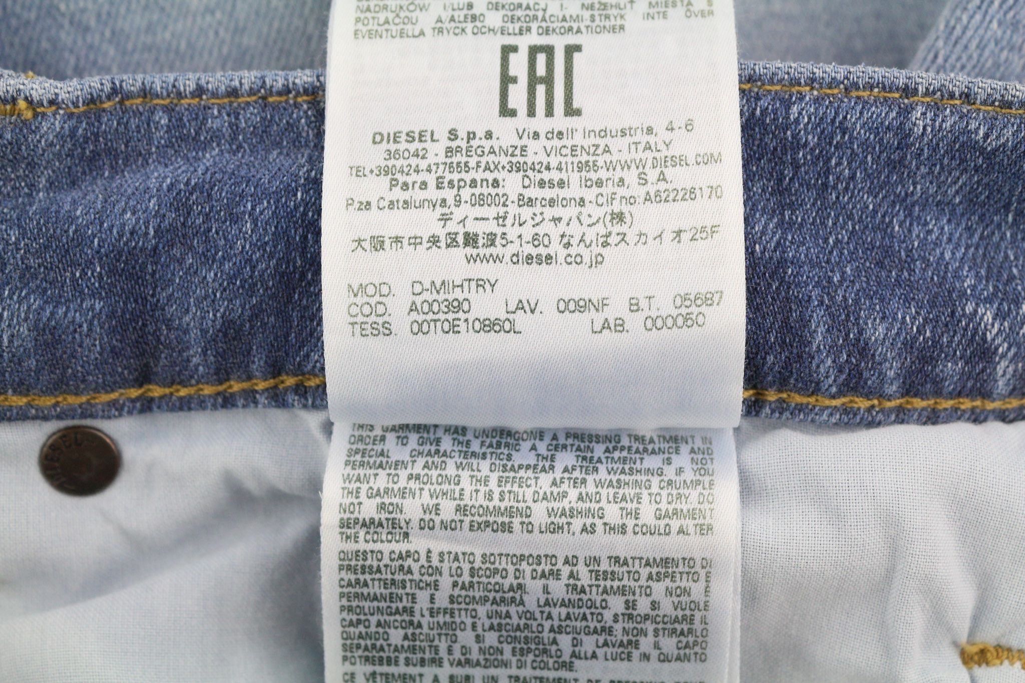 Diesel D-MIHTRY 009NF W30/L32 Straight Stretch Jeans 40184 Size US 30 / EU 46 - 9 Thumbnail