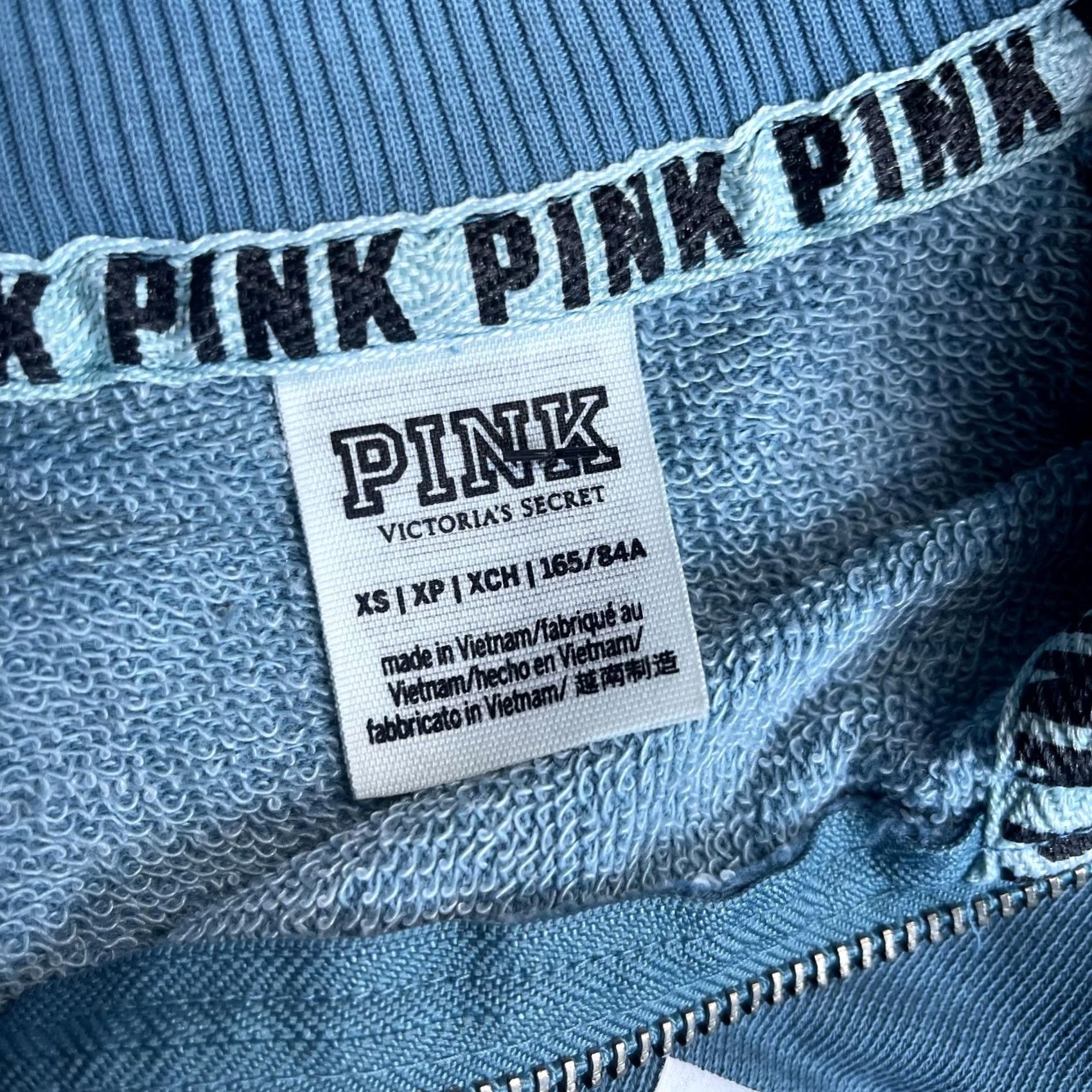 Pinko PINK Victoria's Secret Sweatshirt Womens XS Blue 1/4 Zip Pullover Logo Mock Neck Size XS / US 0-2 / IT 36-38 - 2 Thumbnail