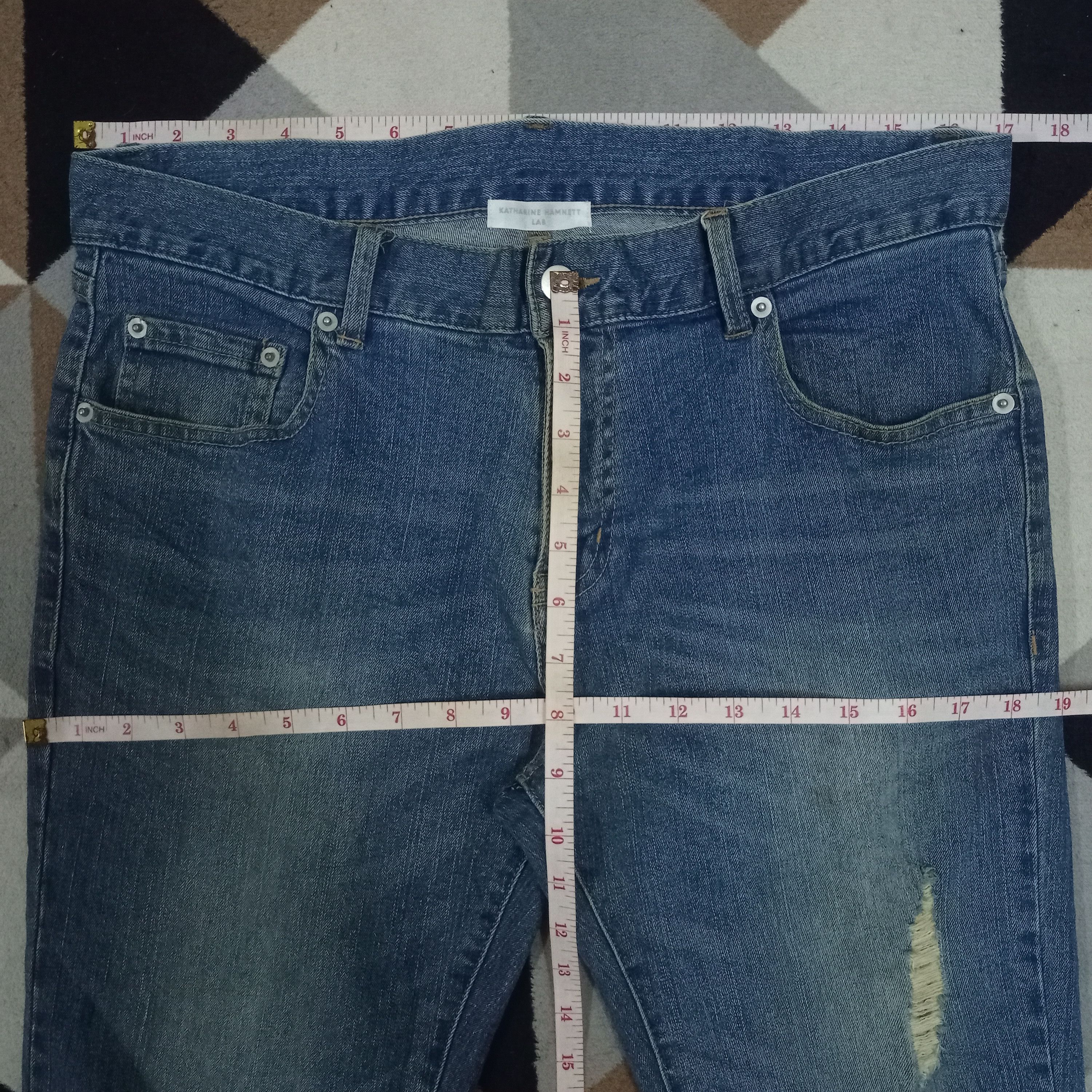 Vintage Katharine Hamnett Blue Wash Ripped Jeans 34x30