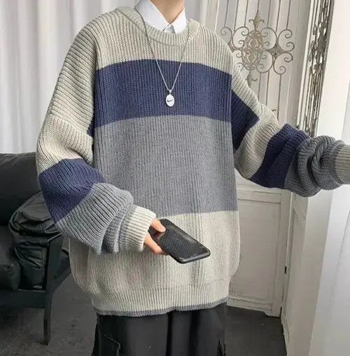Japanese Brand Unisex Ltd Edition VIP Style Striped Knitwear Sweatshirt Size US XL / EU 56 / 4 - 2 Thumbnail