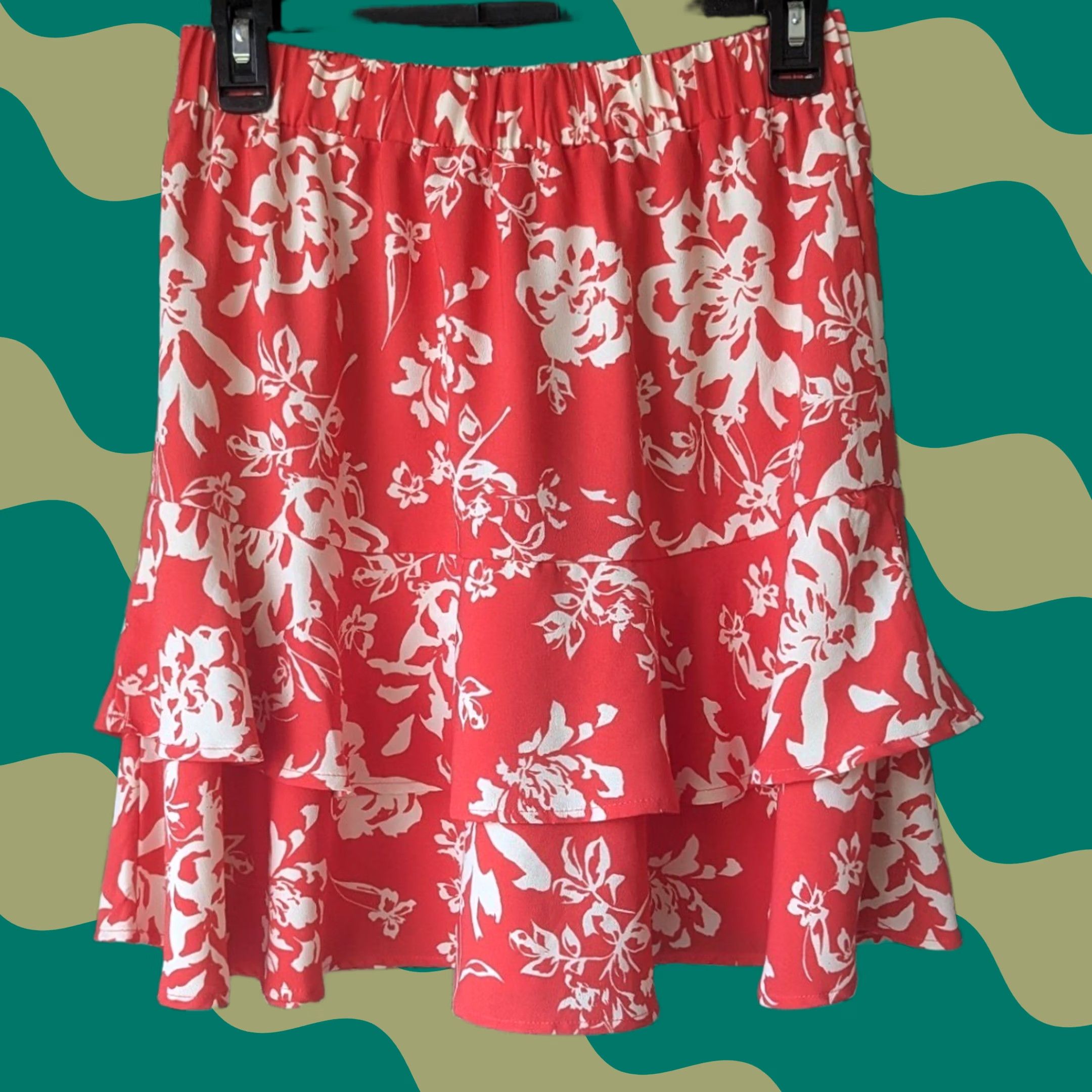 Loft LOFT Floral Tiered Ruffle Mini Skirt XS Elastic Waist Multicolor Floral Pattern, Short, Pull On, Chiffon, Lined, Spring/Summer, Women, Skirt Size 26" / US 2 / IT 38 - 1 Thumbnail