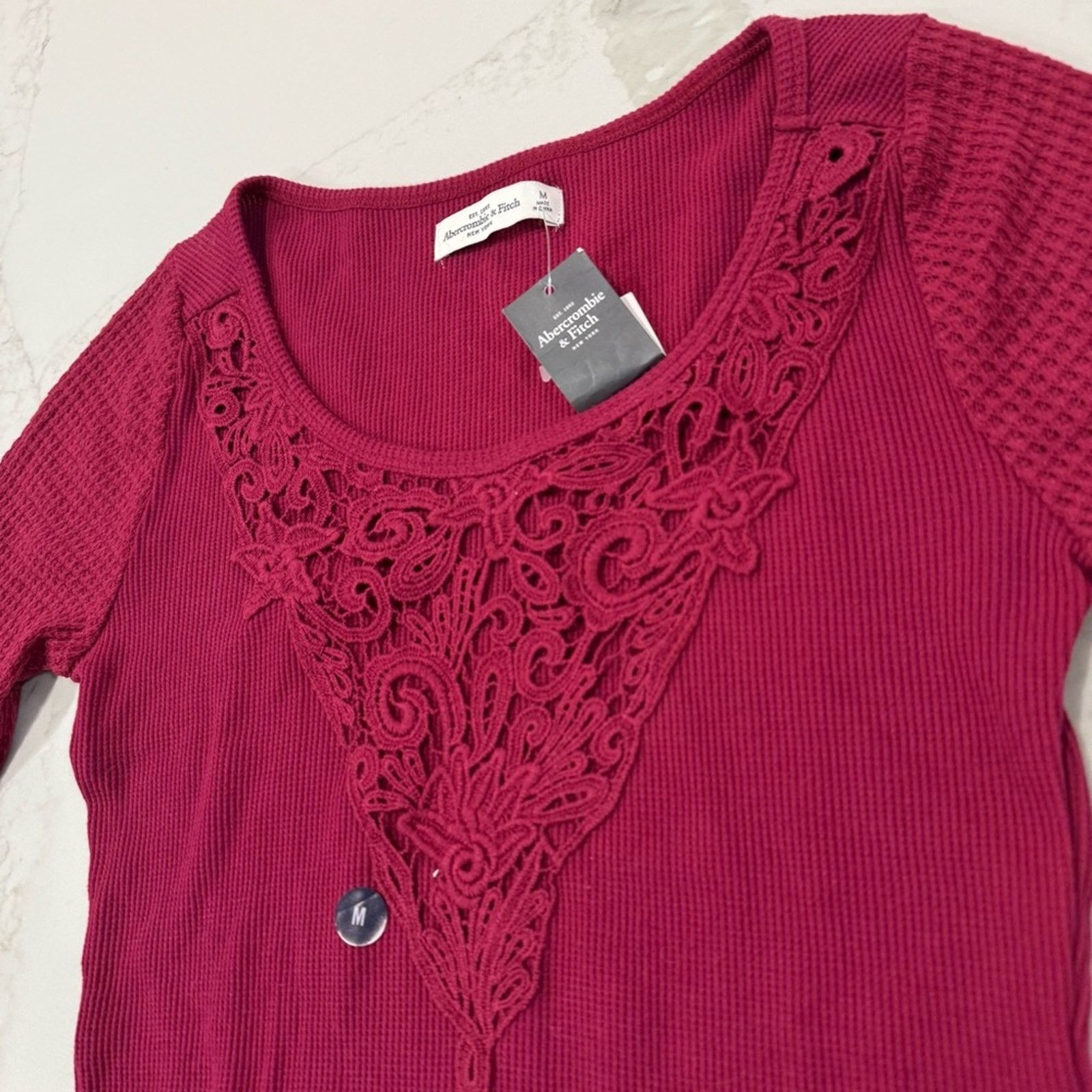 Abercrombie & Fitch Y2K Abercrombie & Fitch NWT WaffleKnit Thermal Women M Bella Size M / US 6-8 / IT 42-44 - 4 Thumbnail