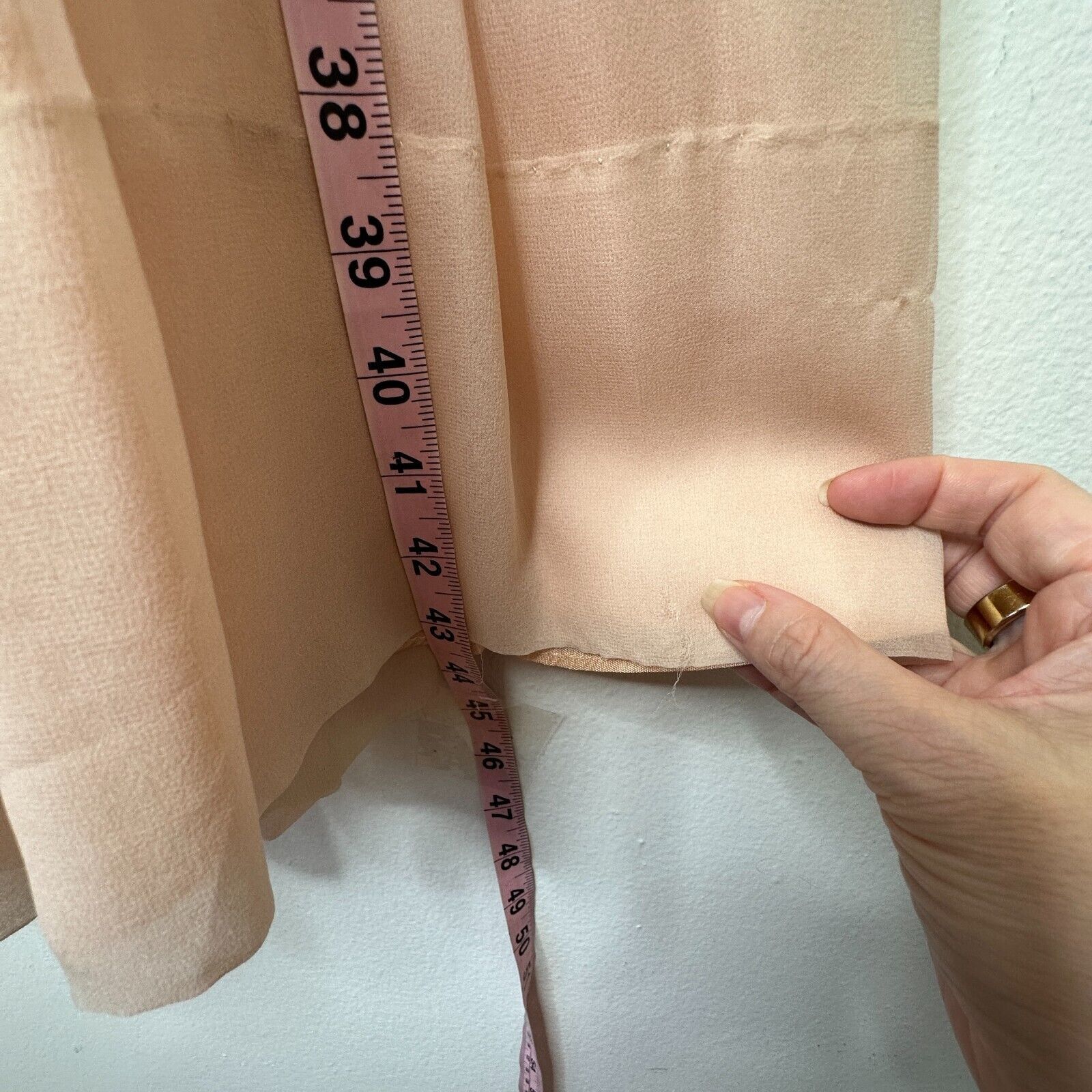 Vintage Vintage Sz 15 Peach Chiffon Pleated Belted Dress Drape Neck Size L / US 10 / IT 46 - 17 Thumbnail