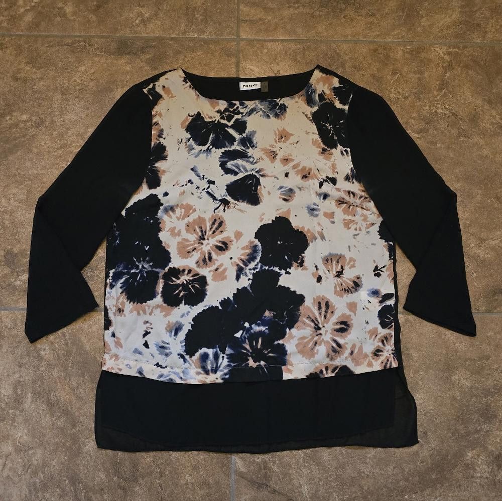 DKNY Multicolored Floral DKNYC Dressy 3/4 Sleeve Size M / US 6-8 / IT 42-44 - 1 Thumbnail