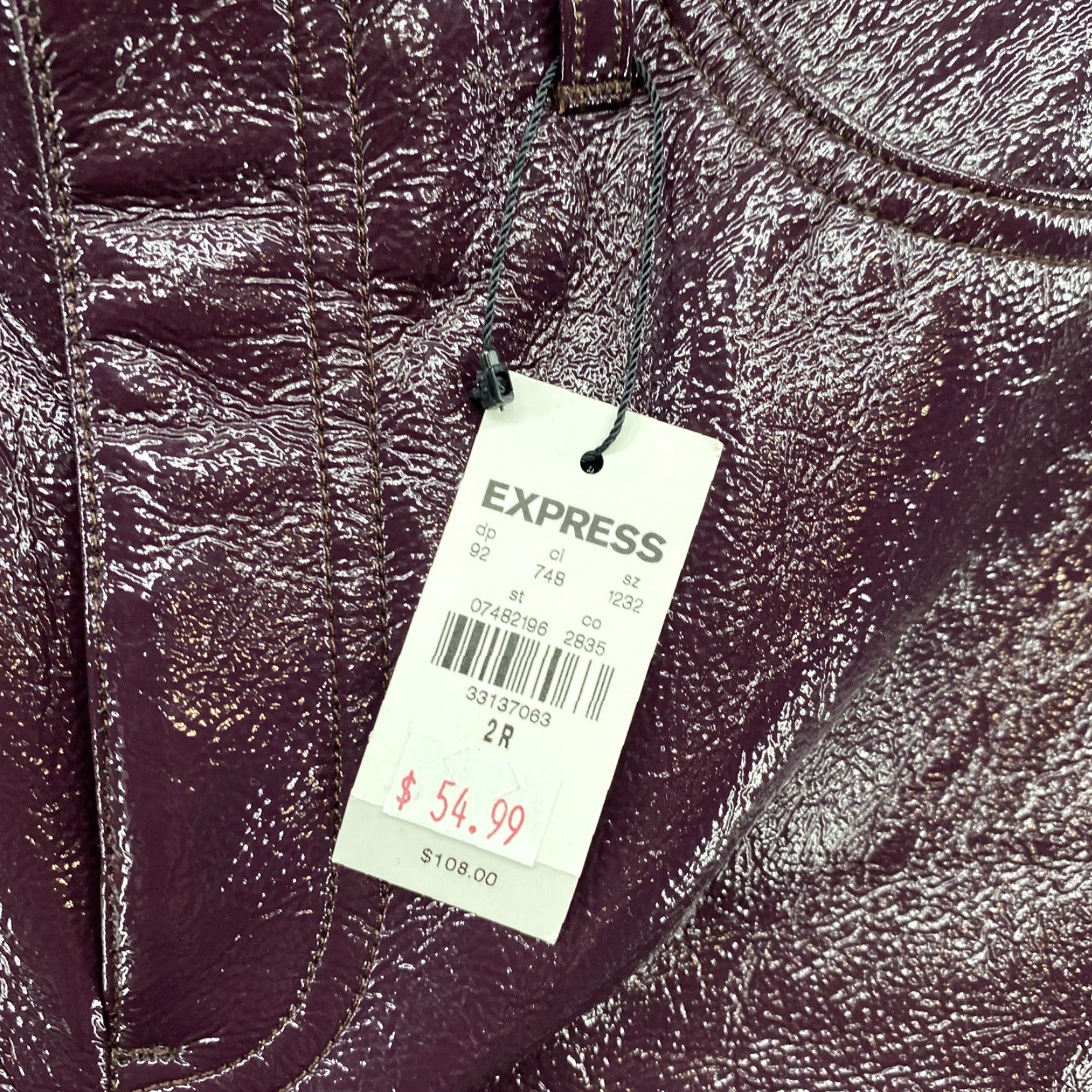 Express Express Women’s Purple Modern Straight Super High Rise Polyurethane Pants SZ 2R Size 26" / US 2 / IT 38 - 4 Thumbnail