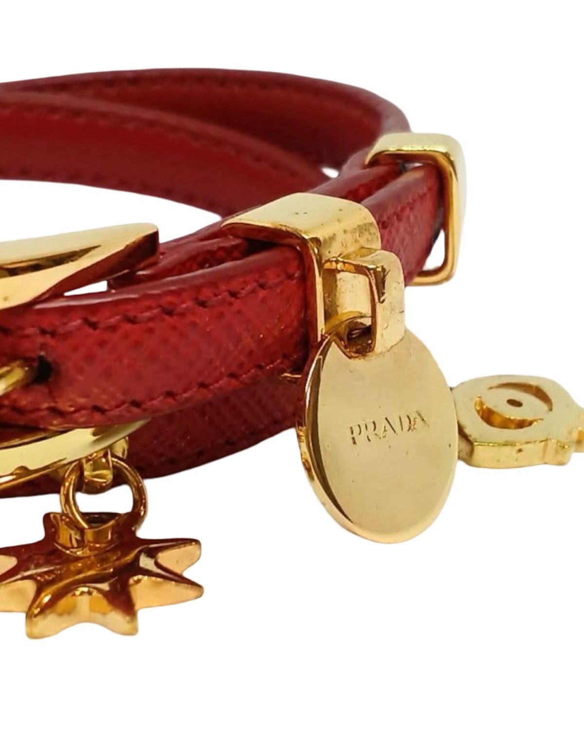 Prada Red Saffiano Leather Double Wrap Bracelet Size ONE SIZE - 8 Thumbnail
