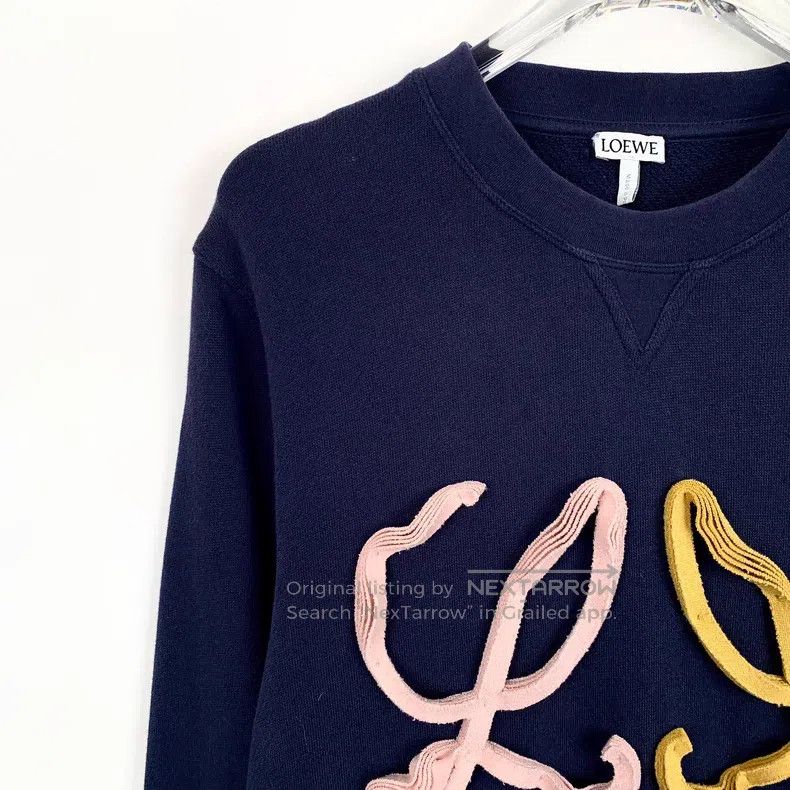 Loewe Loewe Dark Blue Logo Colorblock Cotton Crewneck Long Sleev Size S / US 4 / IT 40 - 3 Thumbnail