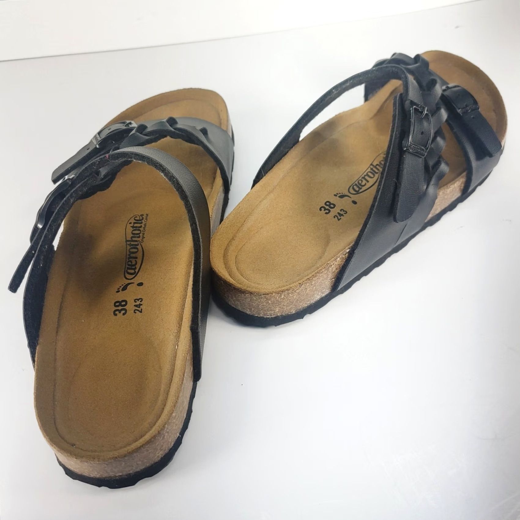 Vintage VINTAGE? No. Aerothotic Braided Women Sandal Arch Support Comfy Orthotic Slide Black Low Heel 7-7.5 Womens Shoes Size US 5.5 / IT 35.5 - 4 Thumbnail