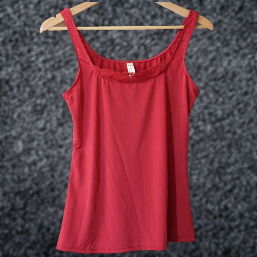 Vintage VINTAGE Felina Lingerie Camisole Cami Lace Trim Tank Top Red Size L Women's Tank Top Lace Trim Sleeveless Scoop Neck Pullover Wide Strap Size L / US 10 / IT 46 - 1 Thumbnail