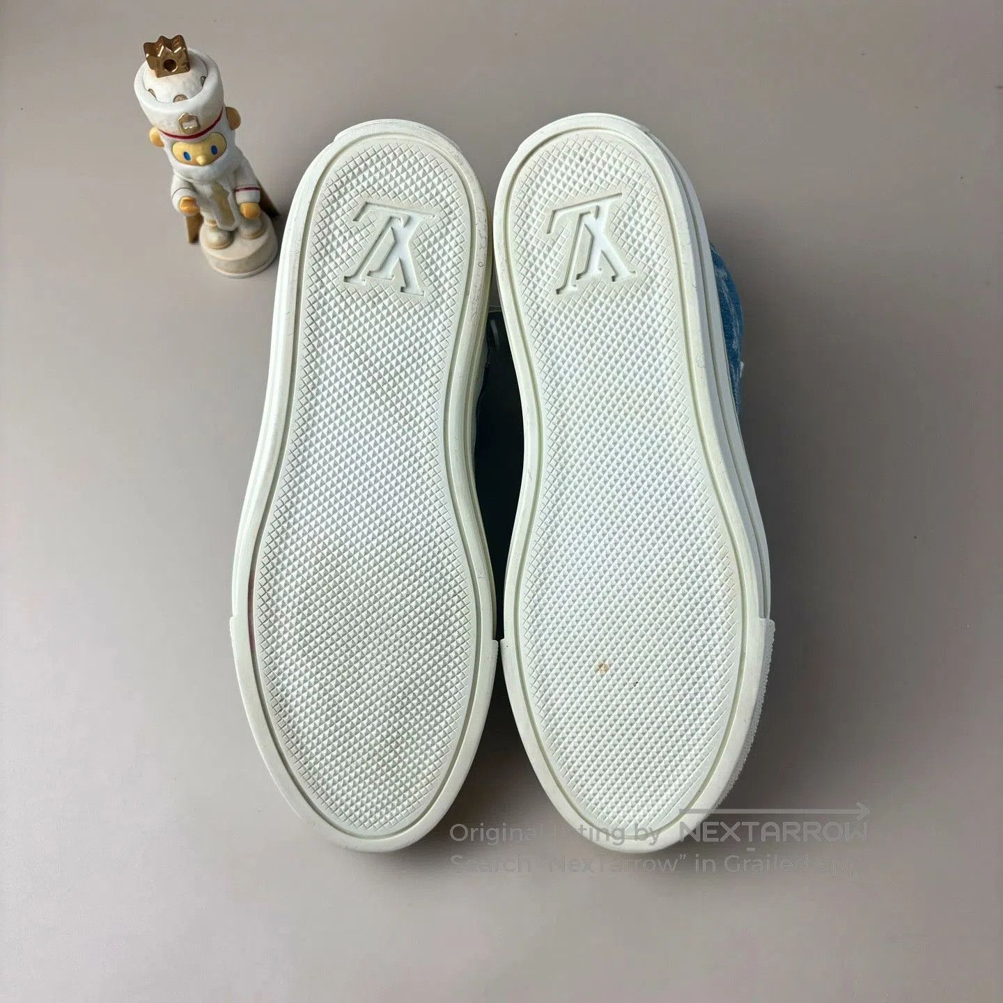Louis Vuitton LV Blue/White Denim Monogram High-Top Sneakers. Size US 4 / IT 34 - 6 Thumbnail