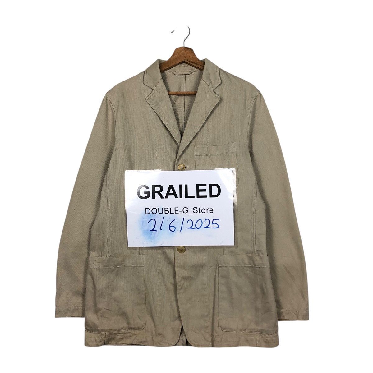 Japanese Brand CK Beige Cotton Twill Blazer / Work Jacket — L Issey Miyake Size US L / EU 52-54 / 3 - 1 Thumbnail