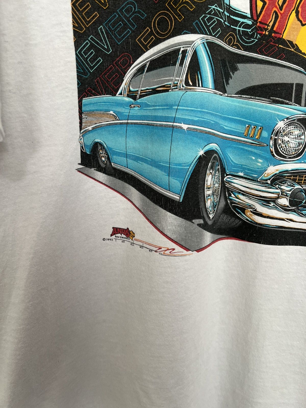 Lee 1993 Heaven Is A Hot Rod 57 Chevy Andy’s Tease Tedder Tee Size US XXL / EU 58 / 5 - 3 Thumbnail