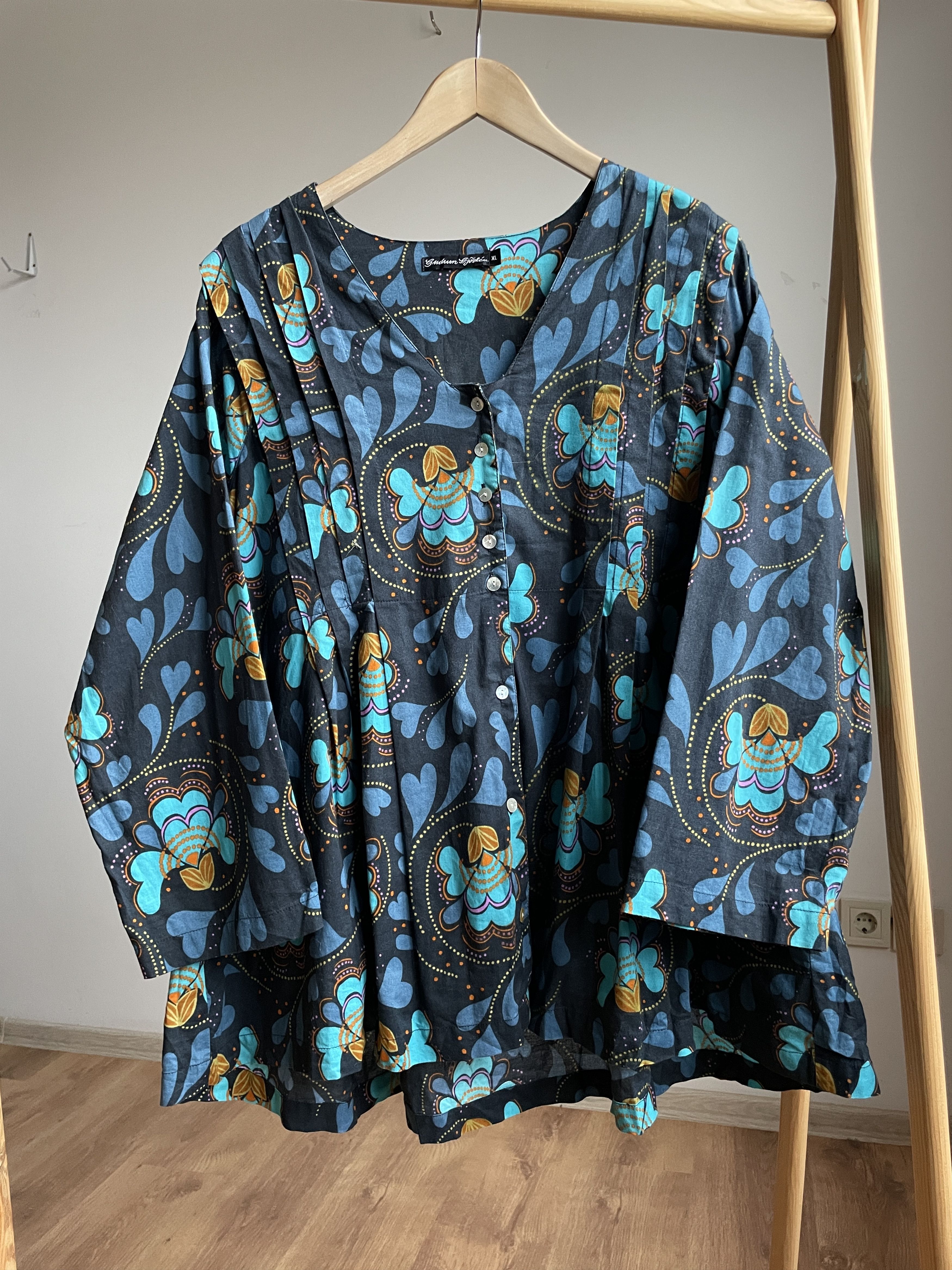 Gudrun Sjoden Gudrun Sjoden Pleated Floral Cotton Tunic Dress Size XL Size XL / US 12-14 / IT 48-50 - 1 Thumbnail