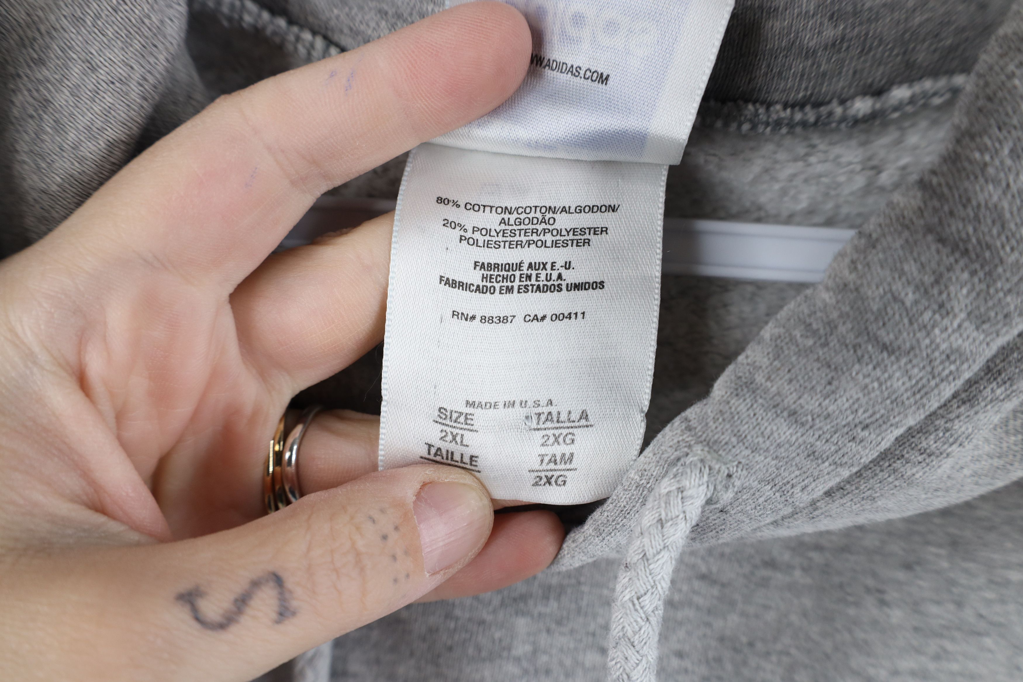 Adidas Vintage 90s Y2K Adidas Logo Heavyweight Hoodie Gray USA Size US XXL / EU 58 / 5 - 7 Thumbnail