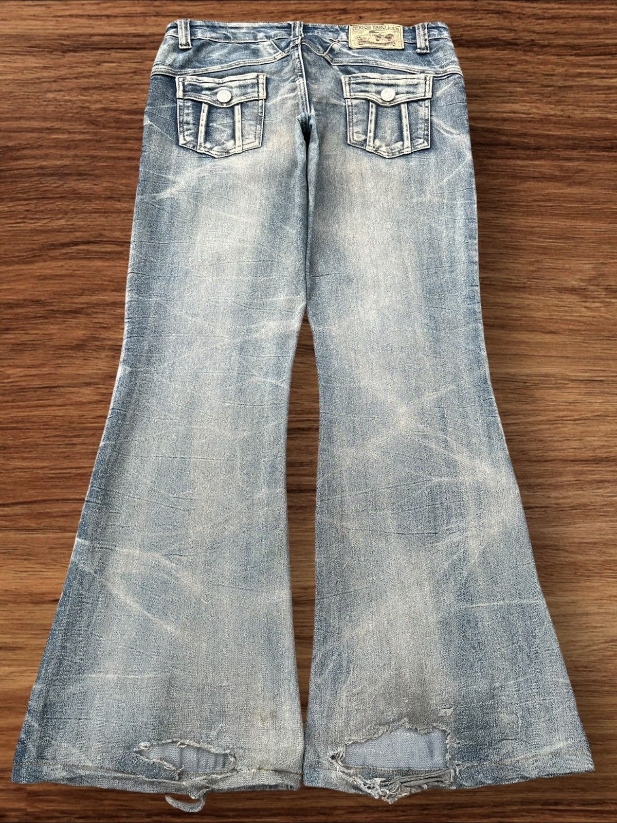 Japanese Brand × Le Grande Bleu (L.G.B.) Vintage Japanese Brand Stone Washed Grunge Style Flare Jeans Size 29" - 2 Thumbnail