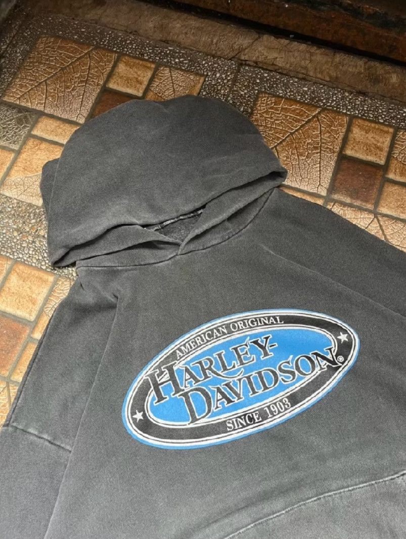 Harley Davidson Vintage Harley Davidson Flames Pullover Hoodie Size US XL / EU 56 / 4 - 3 Thumbnail