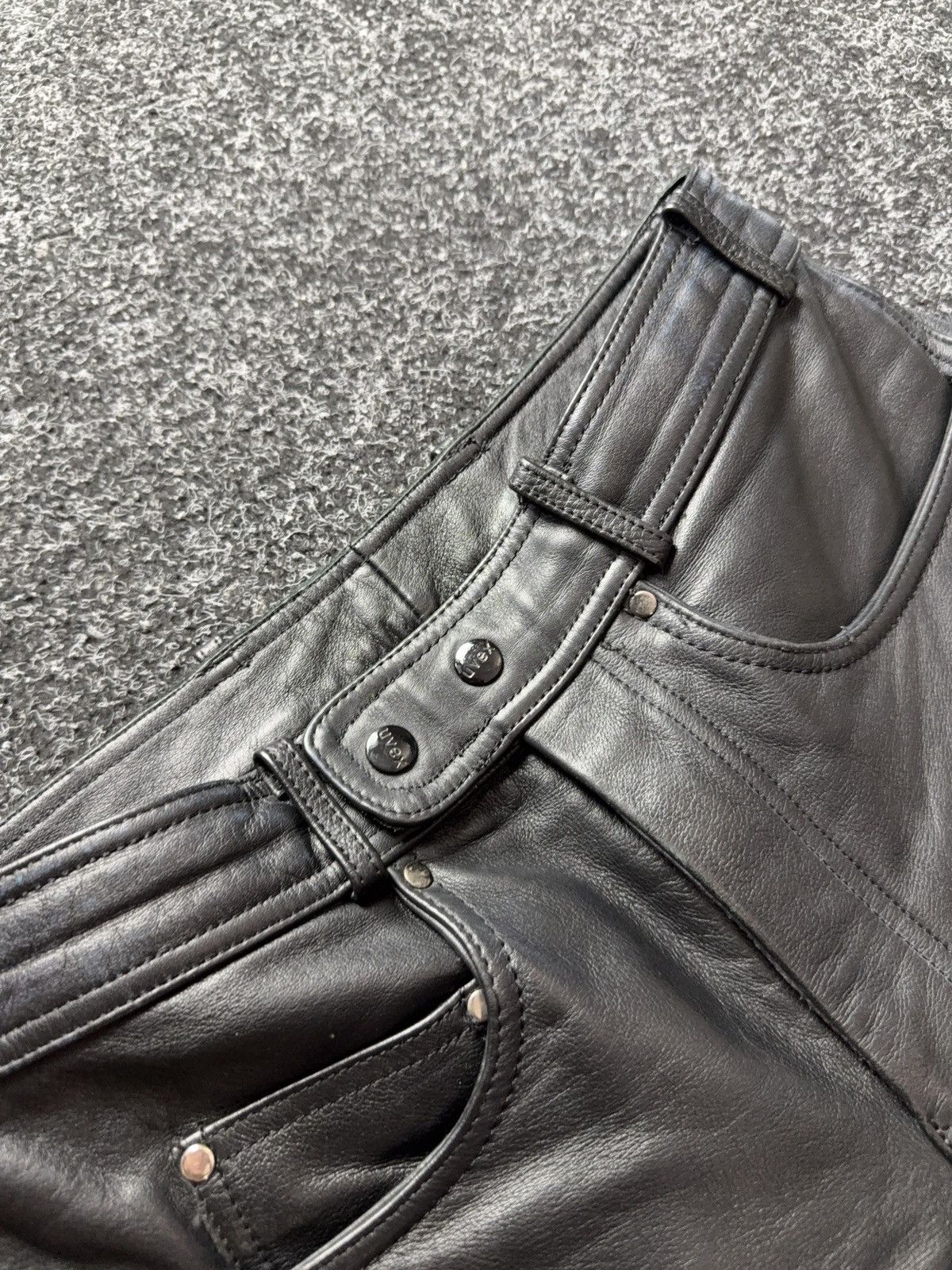 Genuine Leather Leather Biker MOTO Rock Punk Opium Chrome Style Pants Black Size US 31 - 8 Thumbnail