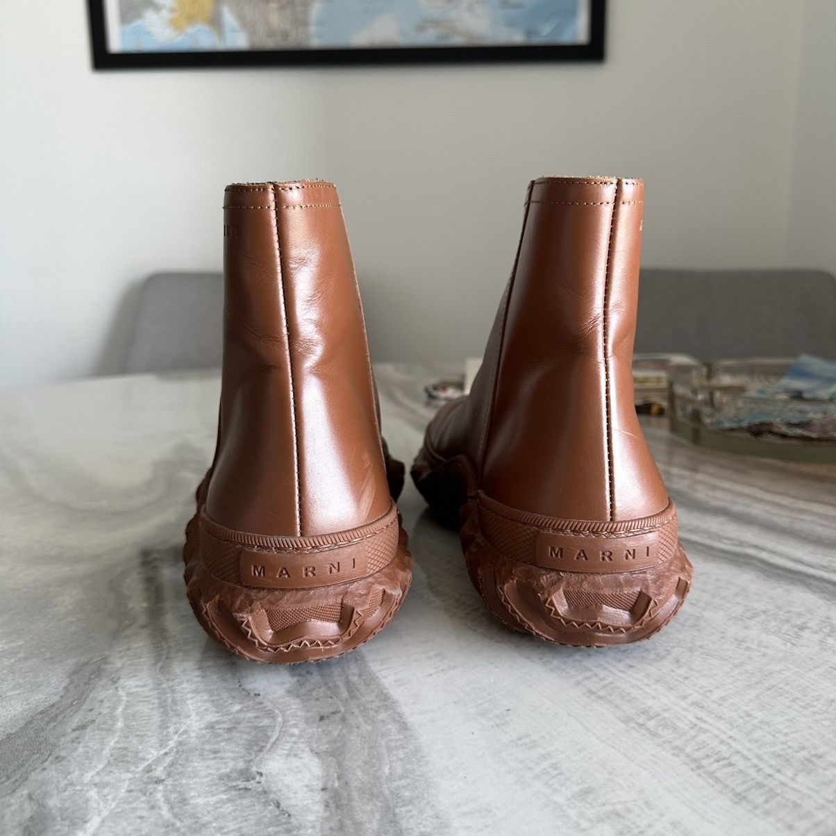 Marni MARNI Brown Leather Ankle-High Boots Size US 8 / IT 38 - 7 Thumbnail