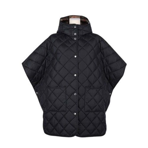Burberry o1w1db10426 Paisley Check Quilted Hooded Poncho Cape Black Size M / US 6-8 / IT 42-44 - 1 Preview