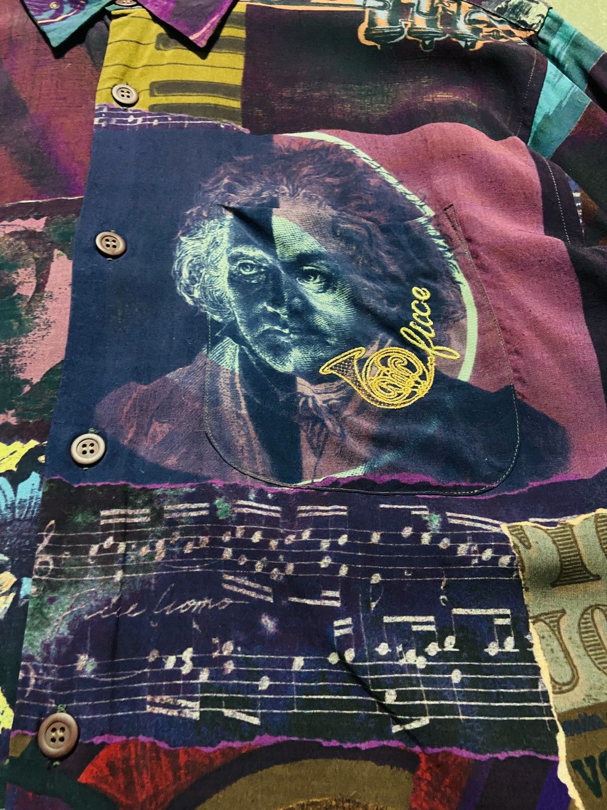 Yoshiyuki Konishi Vintage Yoshiyuki Konishi FICCE Silk Shirt - Jazz Print Size US L / EU 52-54 / 3 - 6 Thumbnail