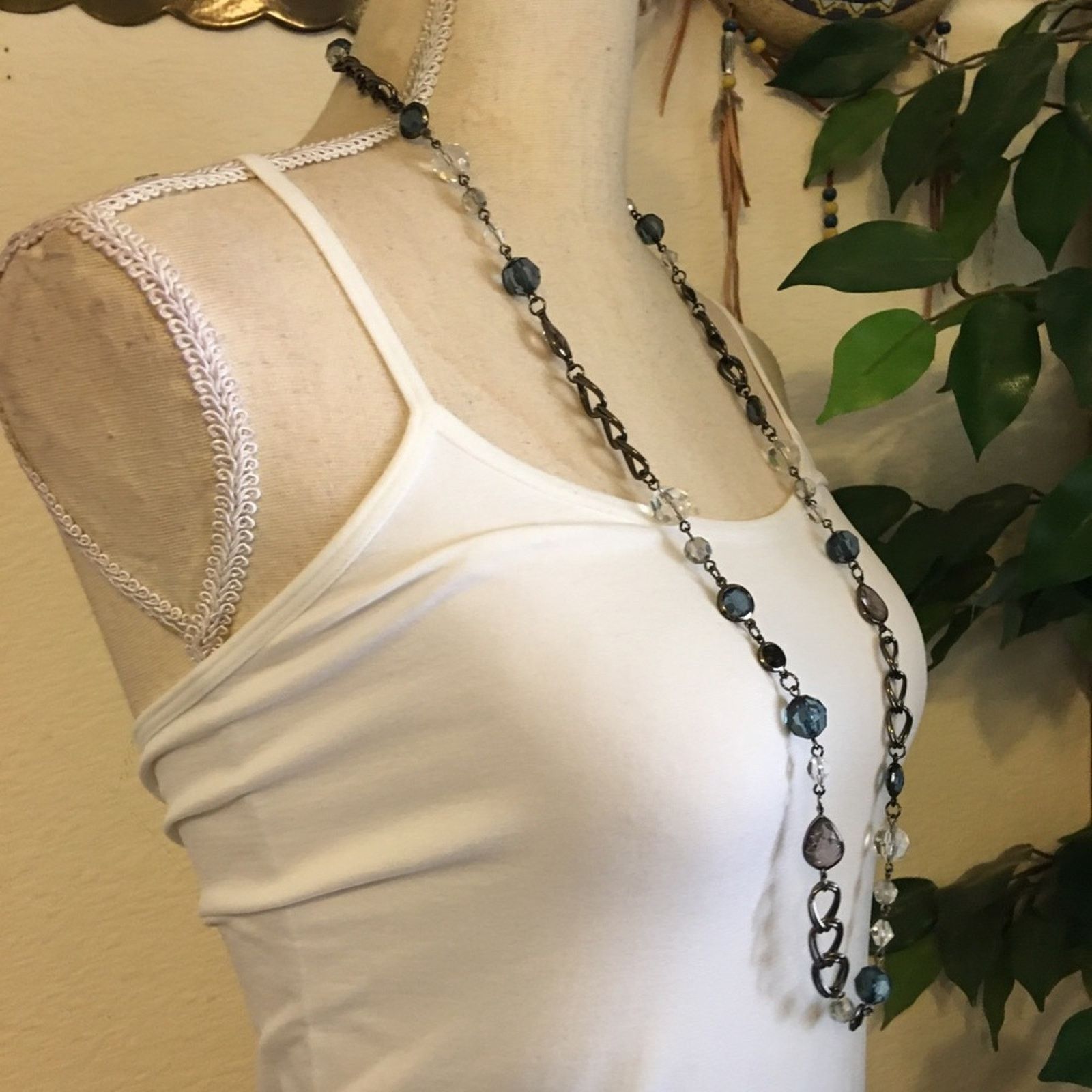 Vintage Vintage 90s chrome chain glass bead necklace Size ONE SIZE - 2 Thumbnail