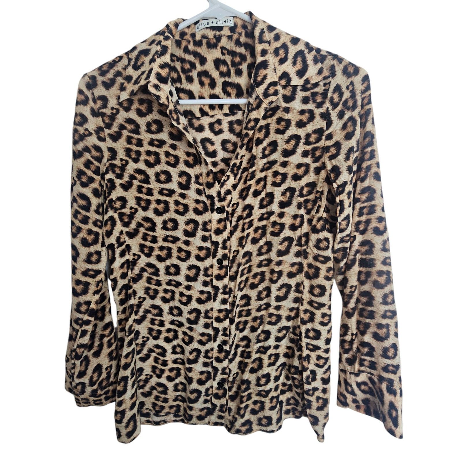 Alice + Olivia Alice + Olivia Eloise Leopard Print Silk Blouse XS Mob Wife Size XS / US 0-2 / IT 36-38 - 2 Thumbnail