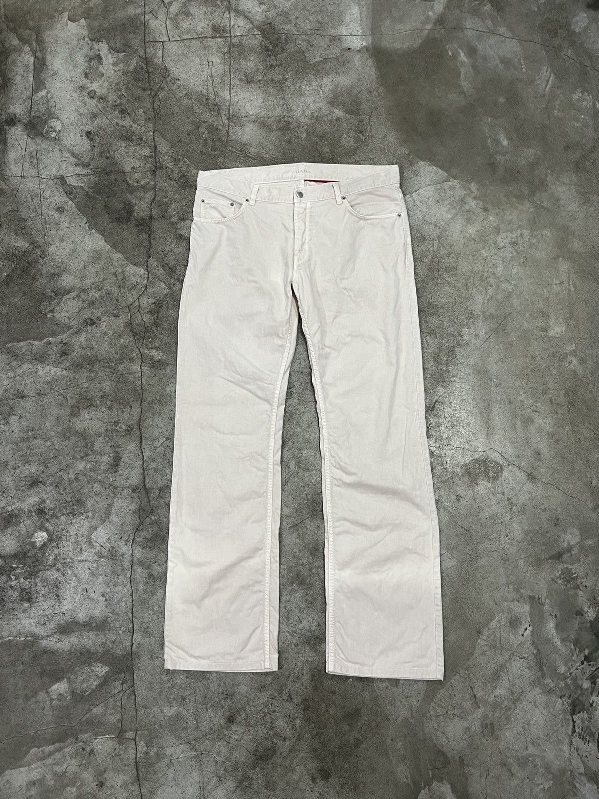 Prada Prada Small Logo Cream Classic Fit Denim Jeans Size US 36 / EU 52 - 3 Thumbnail