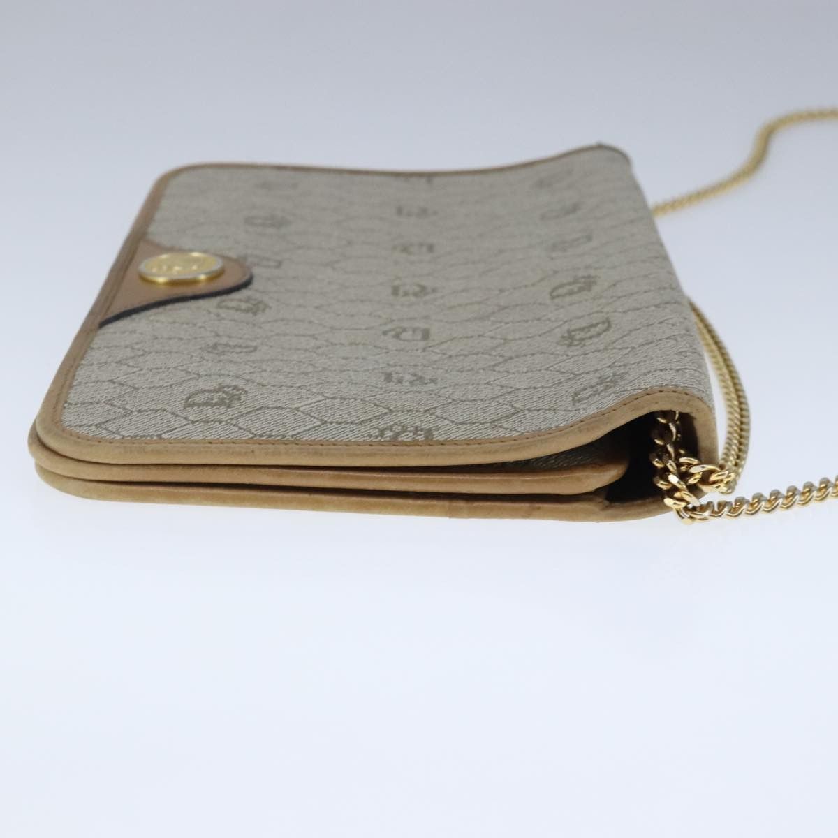 Dior DIOR Honeycomb Canvas Chain Shoulder Bag Beige Gold Size ONE SIZE - 4 Thumbnail