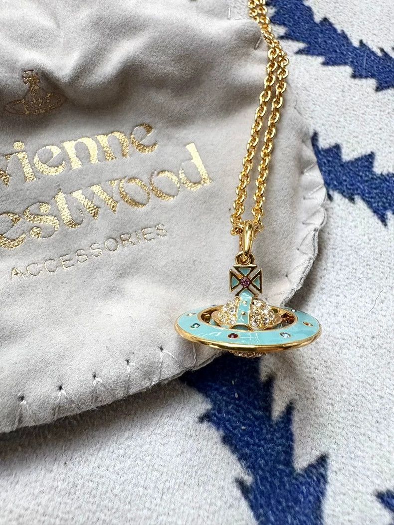 Vivienne Westwood Vivienne Westwood Blue enamel diamond Saturn Orb necklace Size ONE SIZE - 1 Thumbnail