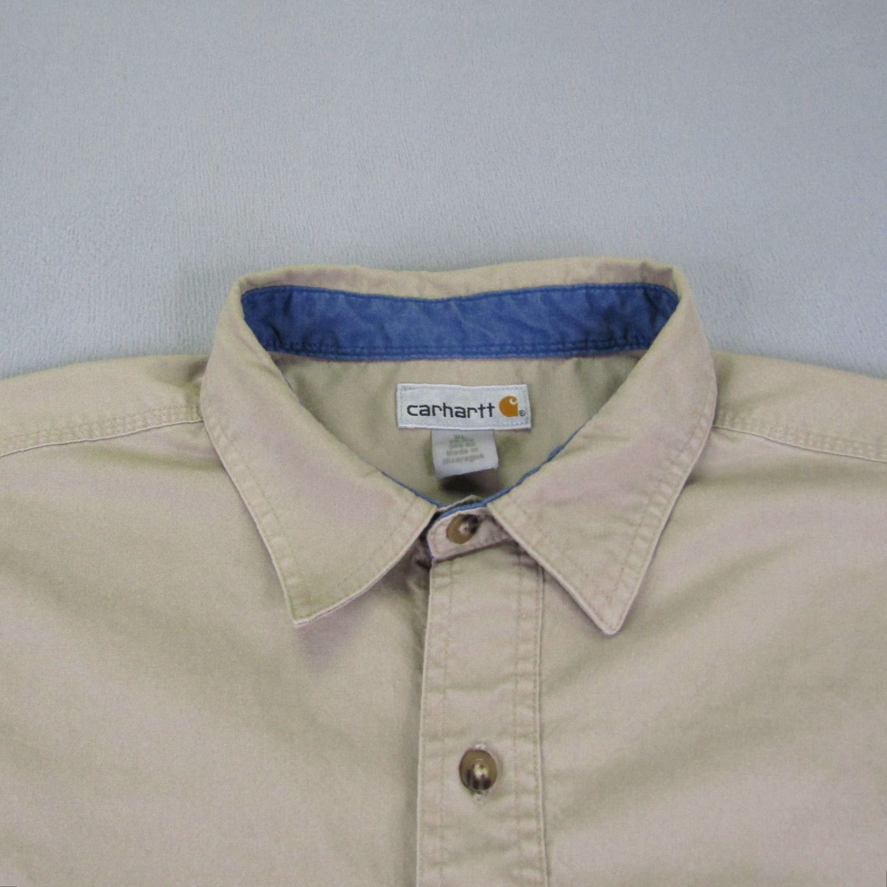 Carhartt VINTAGE Carhartt Shirt Mens XL Beige Tan Button-Up Workwear Outdoors Short Sleeve Casual Cotton Polyester Regular Size US XL / EU 56 / 4 - 5 Thumbnail