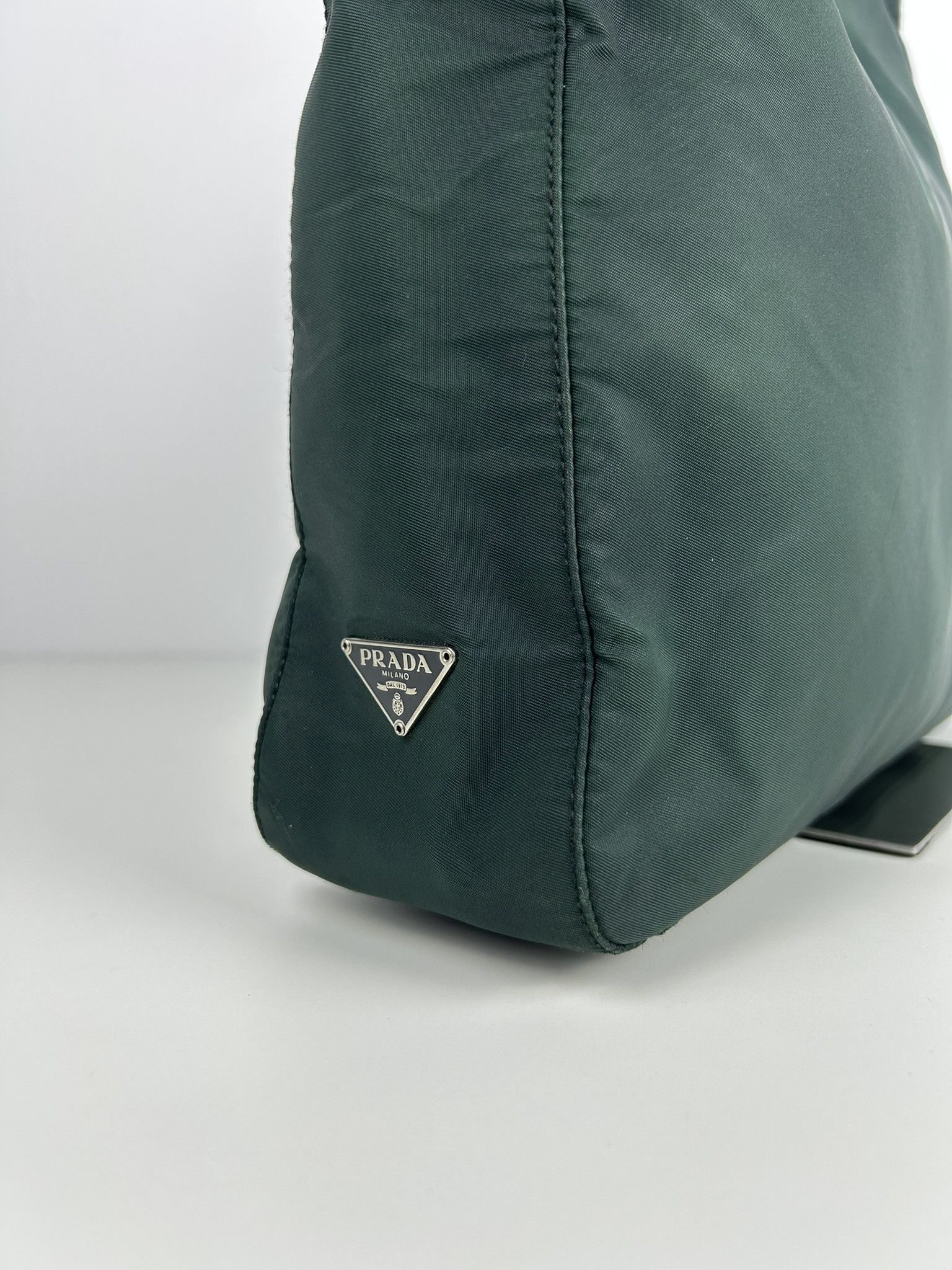 Vintage Archive 90s Prada nylon triangle logo hobo handbag